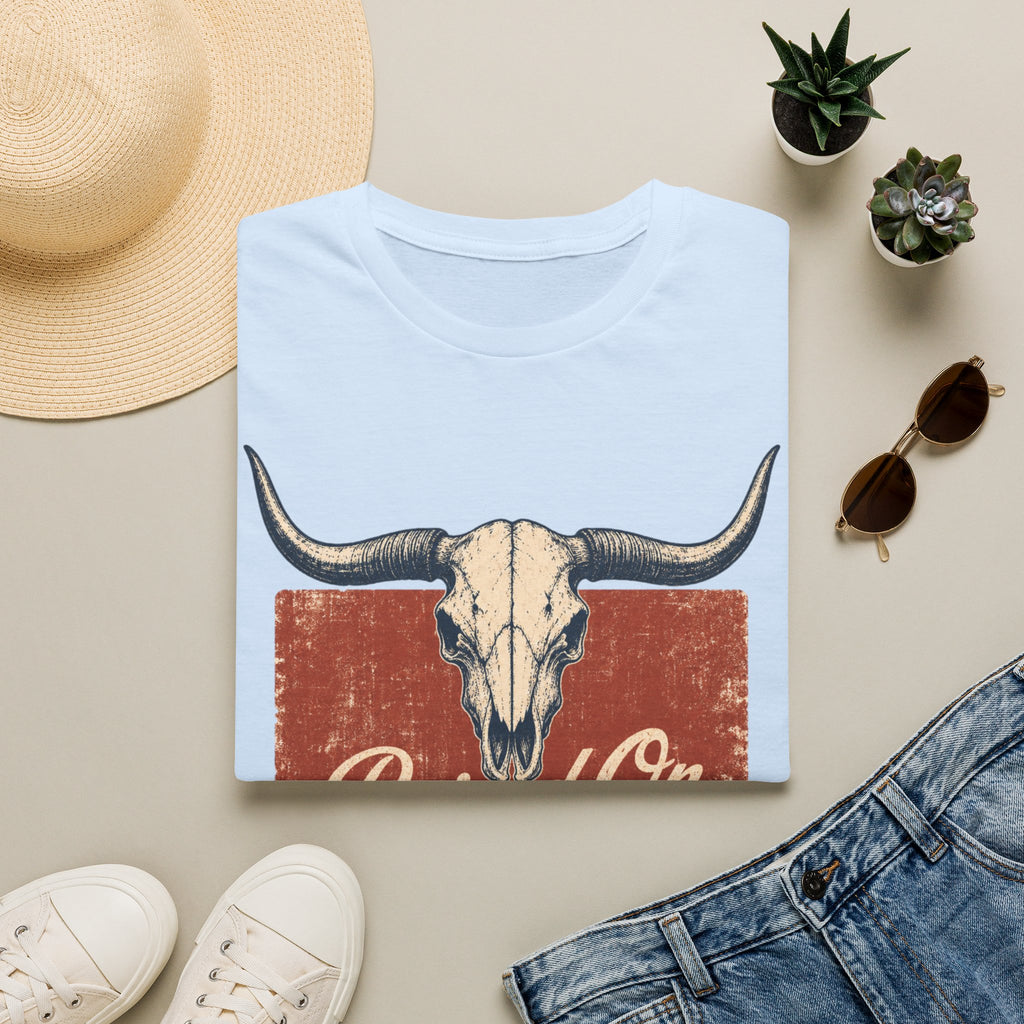 Raised On SOS Country T‑Shirt — Vintage Steer Skull Western Tee