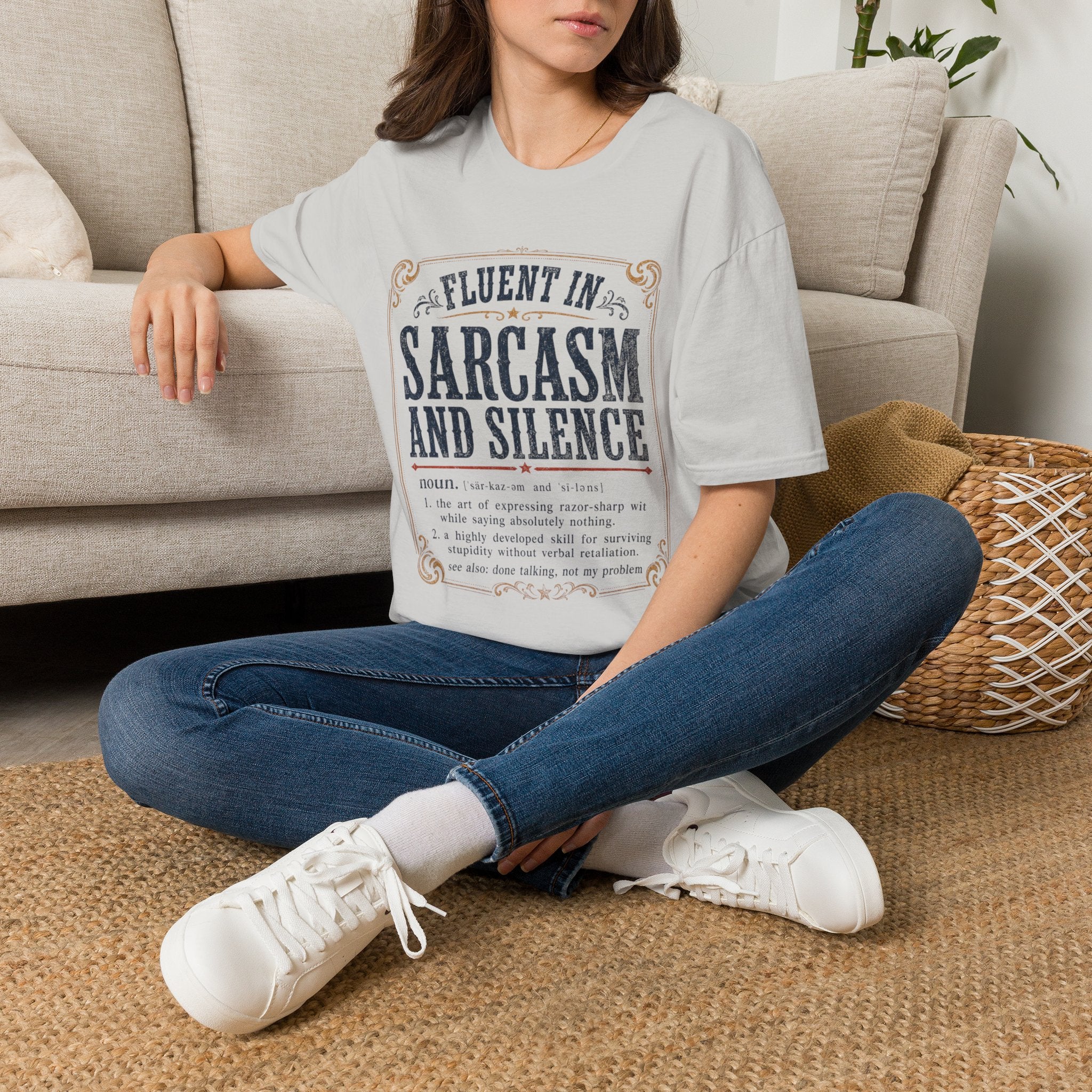 Sarcasm and Silence Tee — "Fluent in Sarcasm and Silence" Graphic T-Shirt
