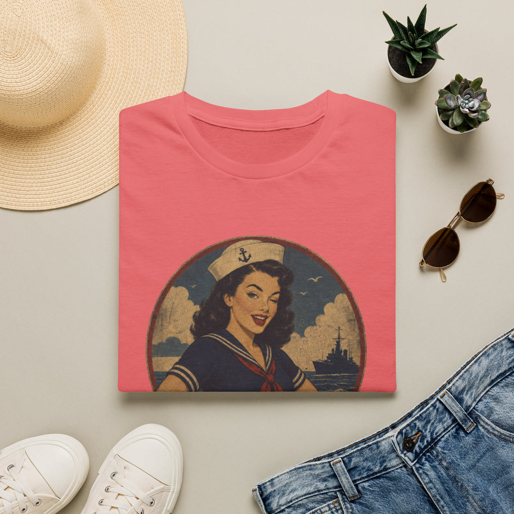 Vintage Sailor Girl T-Shirt — “Smoothing Like a Sailor” Retro Navy Pin-Up Tee