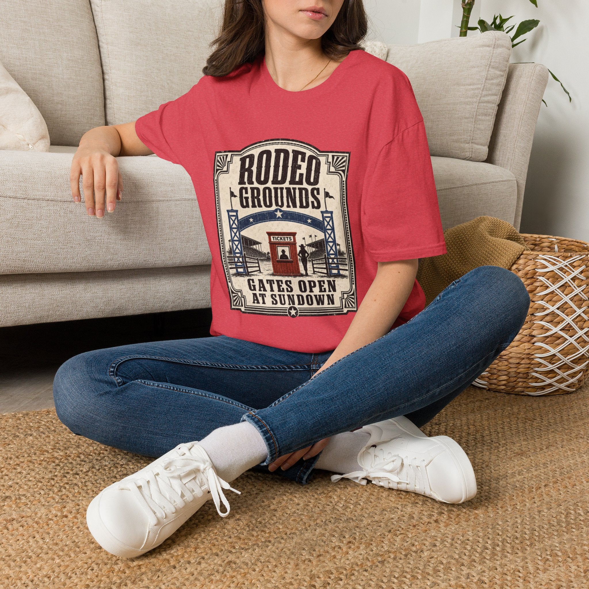 Rodeo Grounds T-Shirt — Vintage Western 'Gates Open at Sundown' Tee
