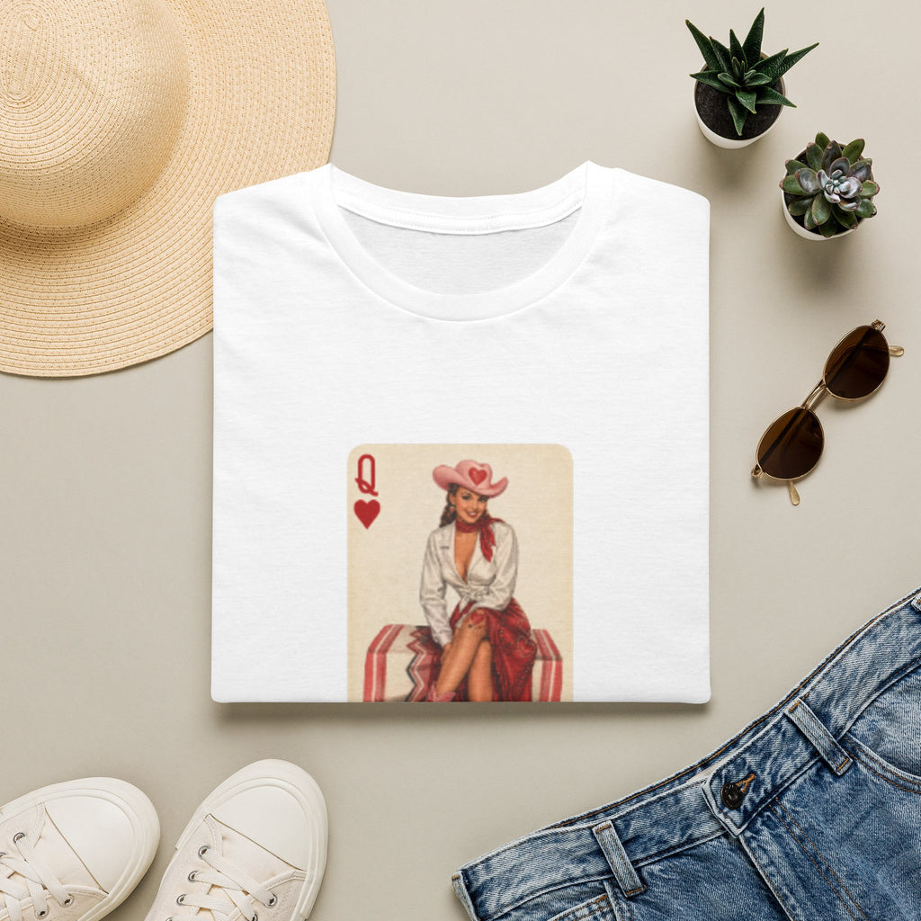 Queen of Hearts Cowboy T‑Shirt — Vintage Playing Card Western Graphic Tee