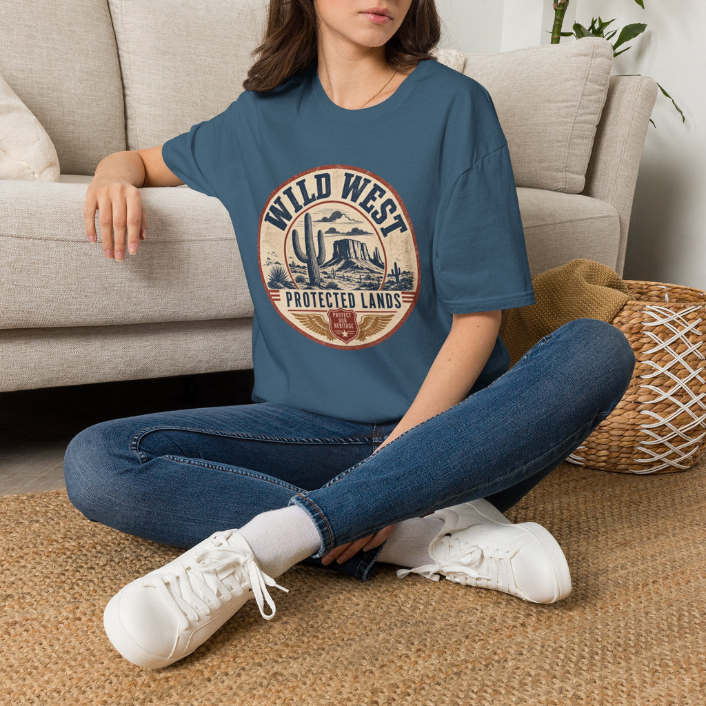Wild West Vintage T-Shirt — "Wild West Protected Lands" Desert Cactus Graphic