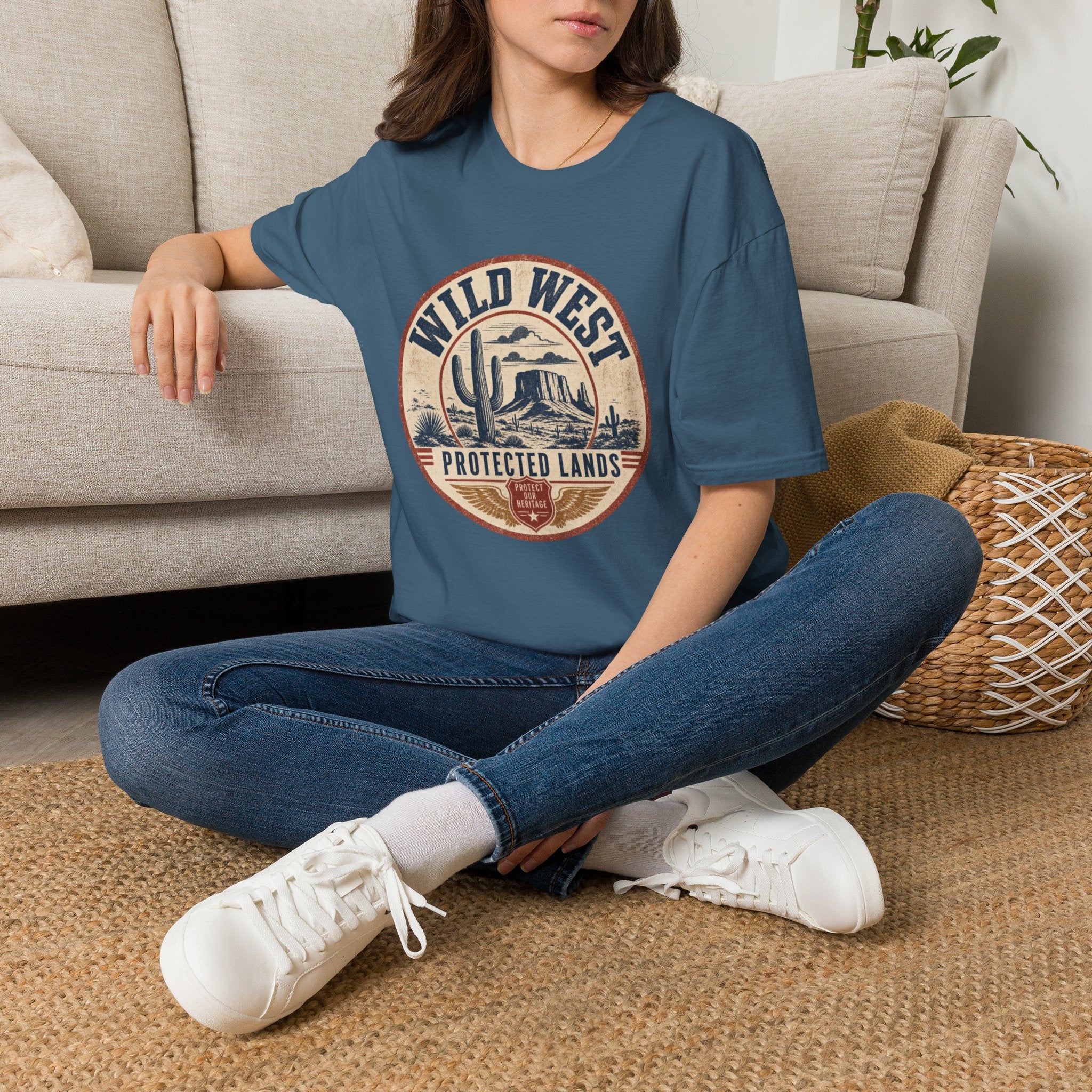 Wild West Vintage T-Shirt — "Wild West Protected Lands" Desert Cactus Graphic