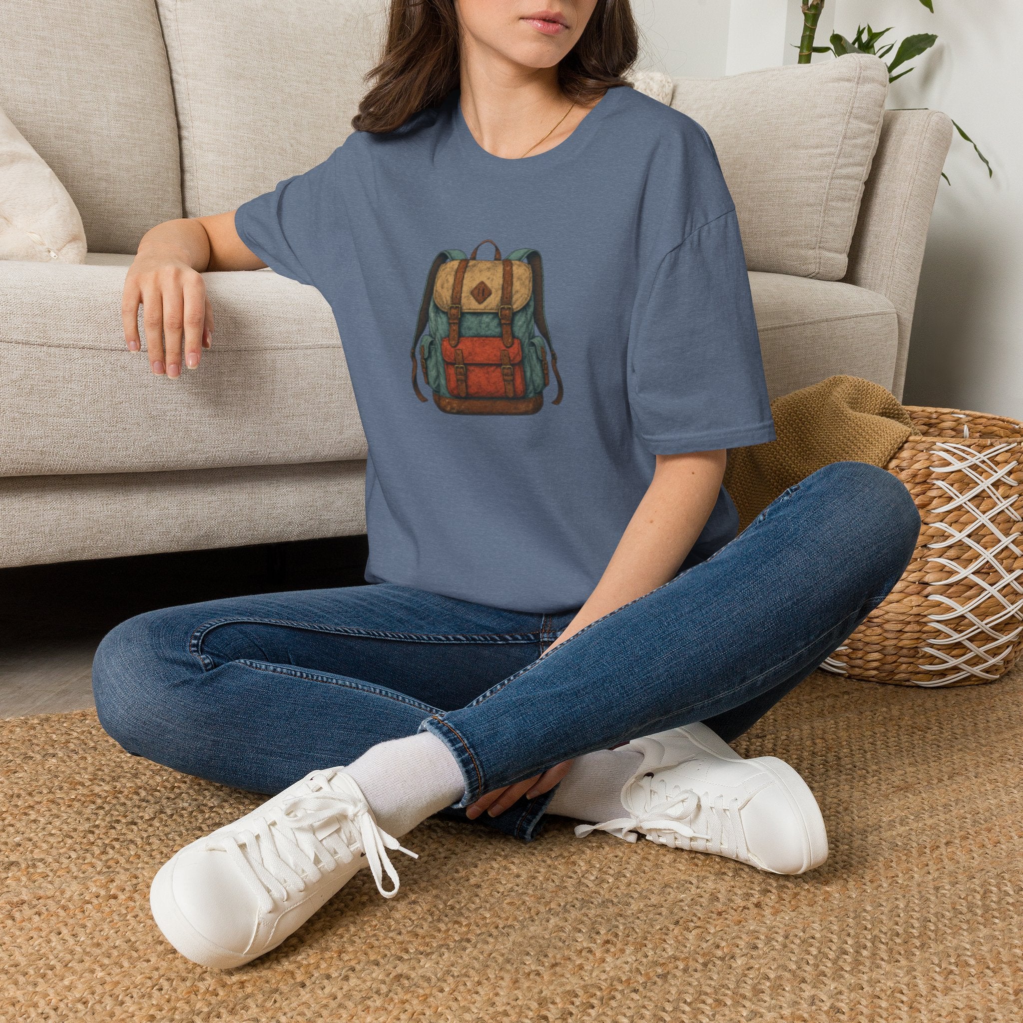Adventure Backpack T‑Shirt — Vintage Camper Rucksack Graphic Tee