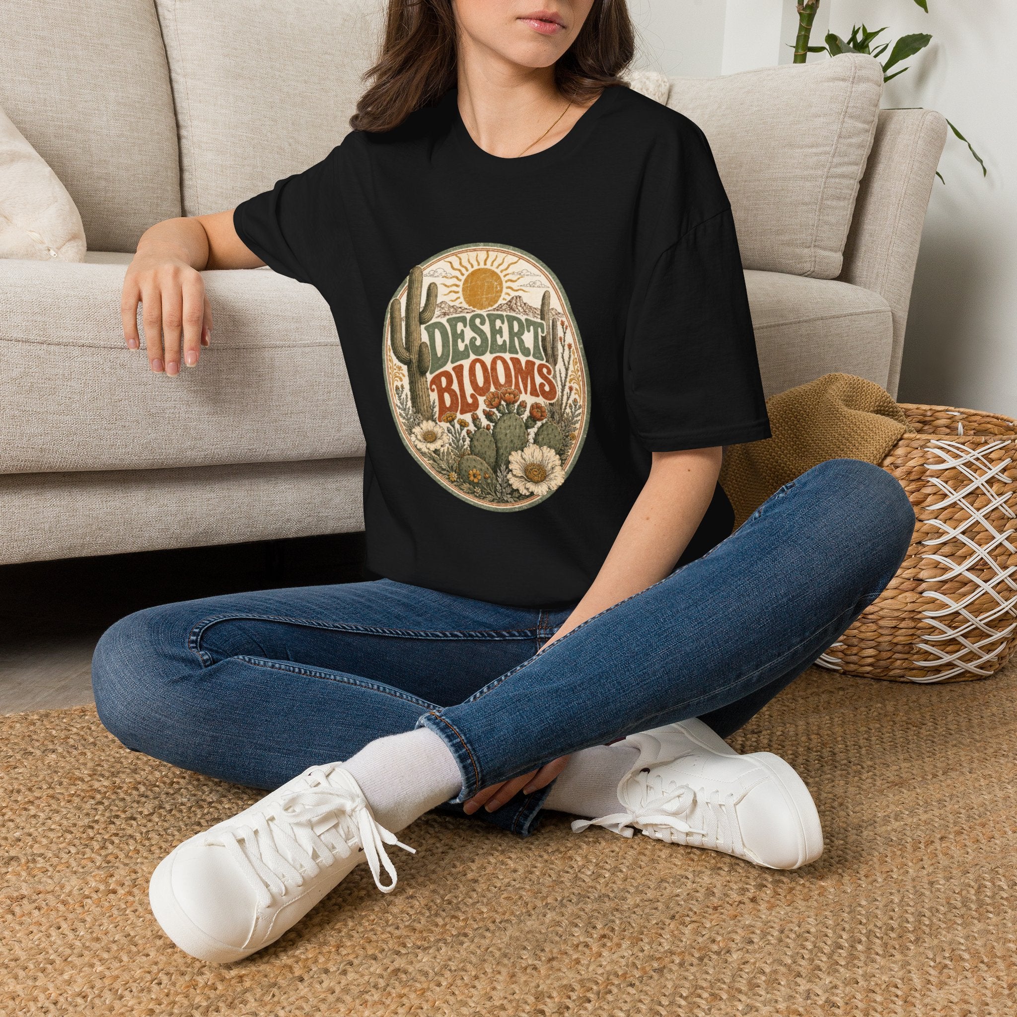 Desert Blooms T-Shirt — Vintage Southwestern Cactus Floral Graphic