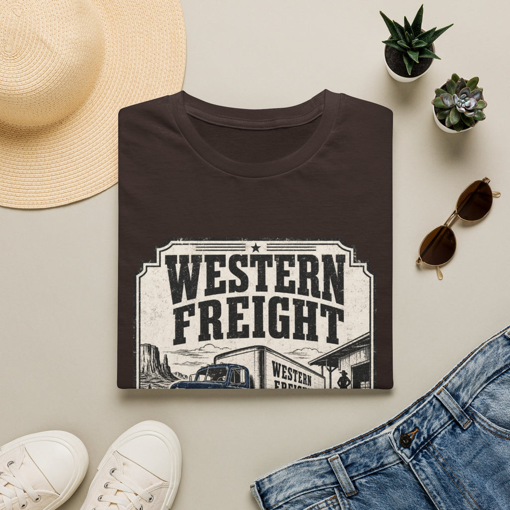 Western Freight Vintage Truck T-Shirt — 'Delivered Rain or Shine' Route 66 Tee