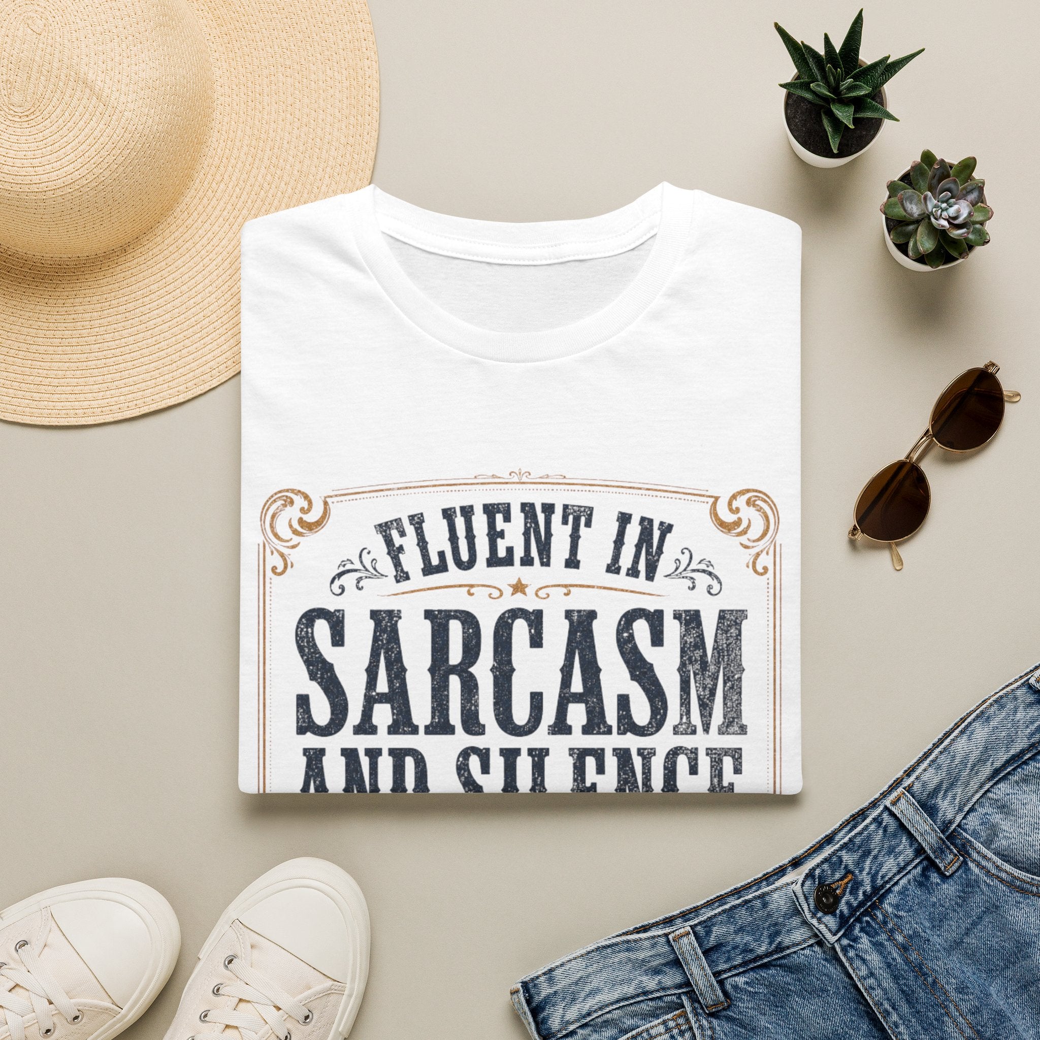 Sarcasm and Silence Tee — "Fluent in Sarcasm and Silence" Graphic T-Shirt