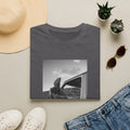 Vintage Road Trip T-Shirt — Black & White Van Window Photo
