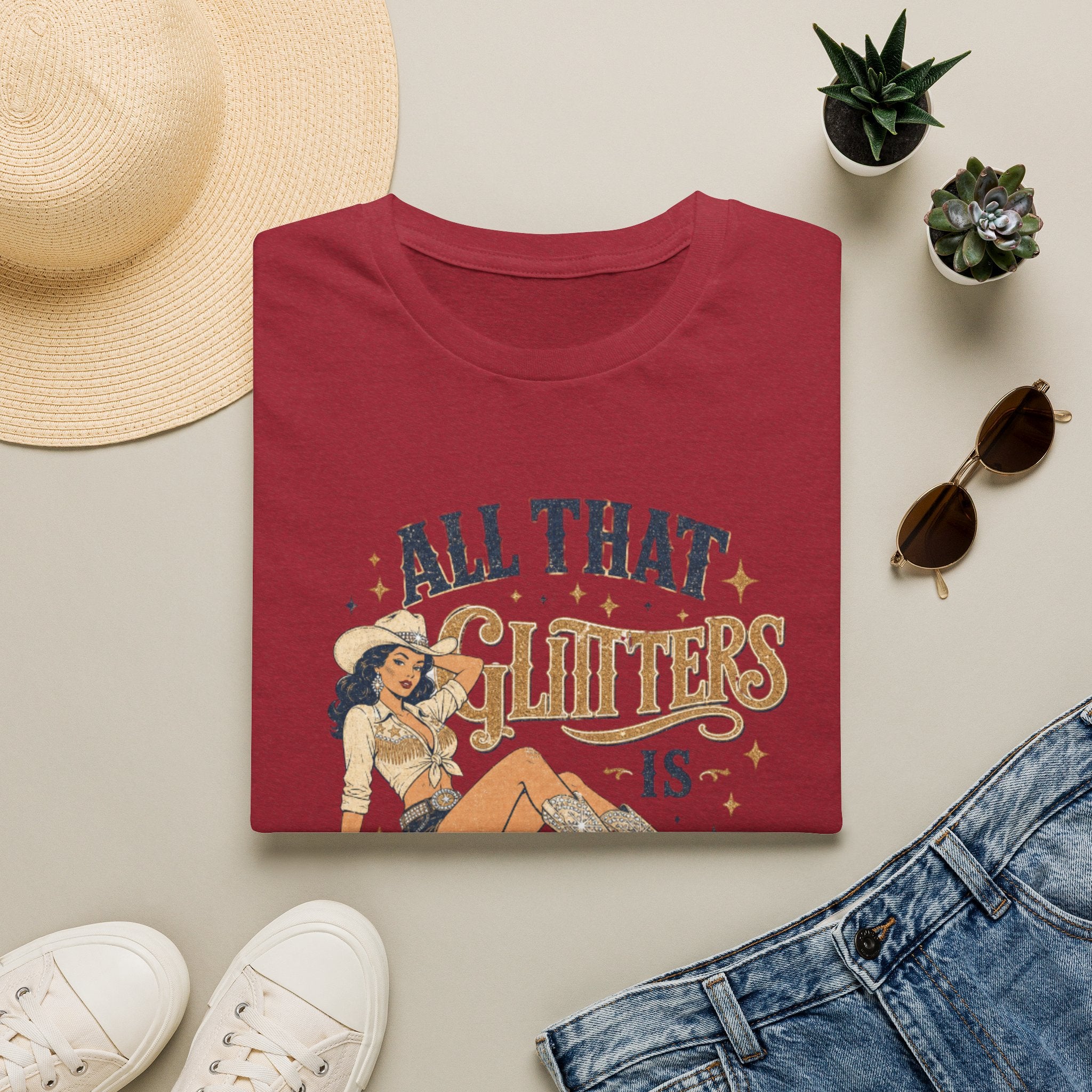 All That Glitters Is Cowgirl T-Shirt — Vintage Western Cowgirl Graphic Tee