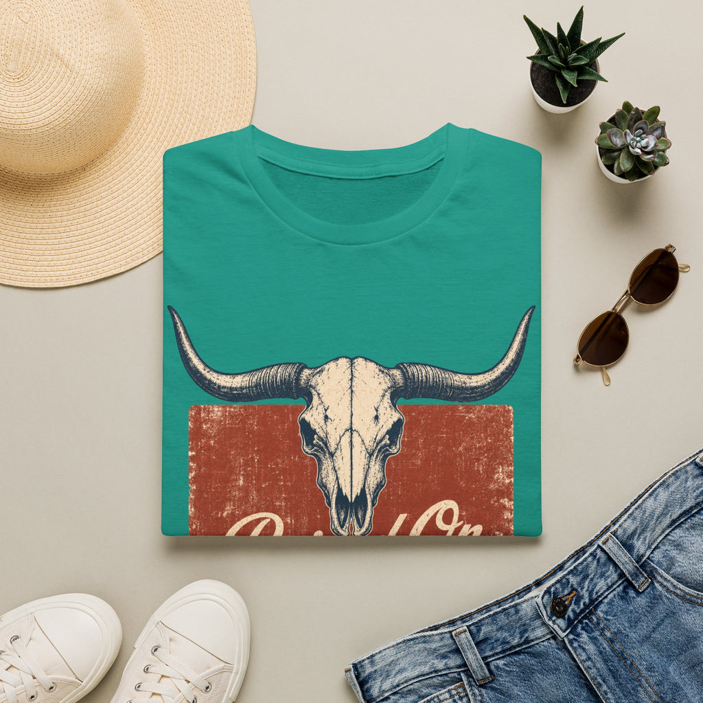 Raised On SOS Country T‑Shirt — Vintage Steer Skull Western Tee