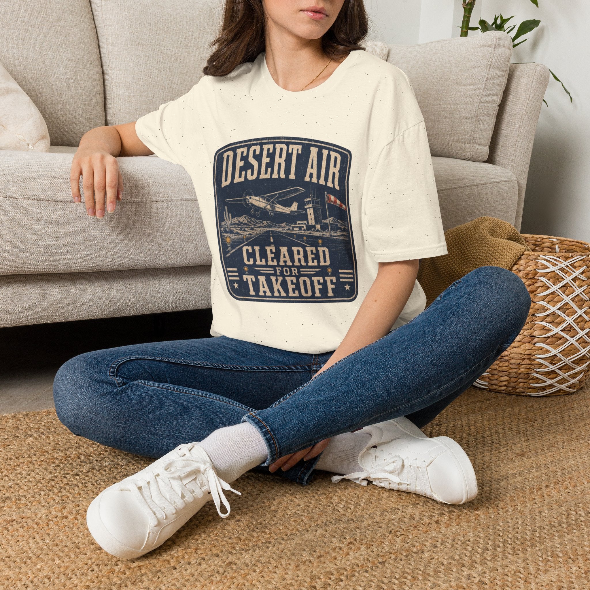 Desert Air Vintage Aviation T-Shirt — "Cleared for Takeoff" Plane Tee