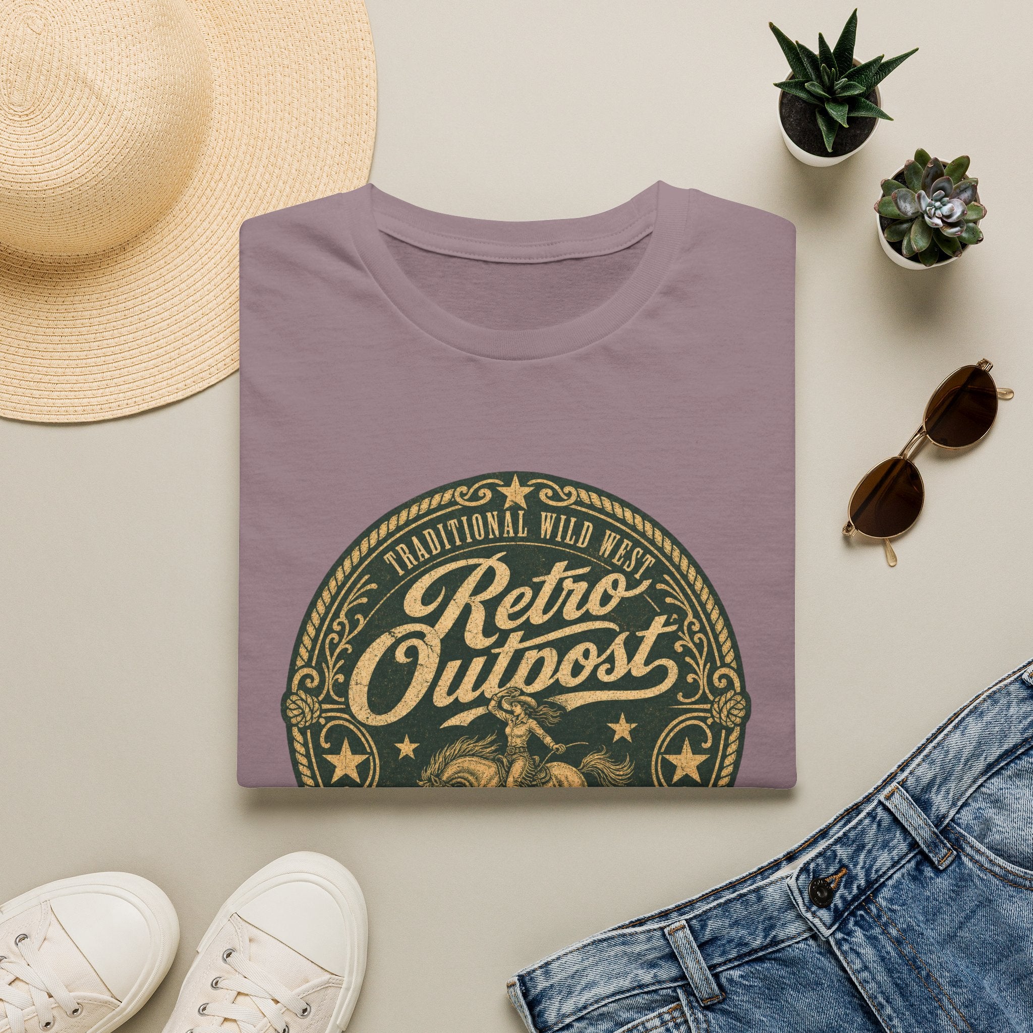 Retro Outpost T‑Shirt — Vintage Wild West Badge Graphic