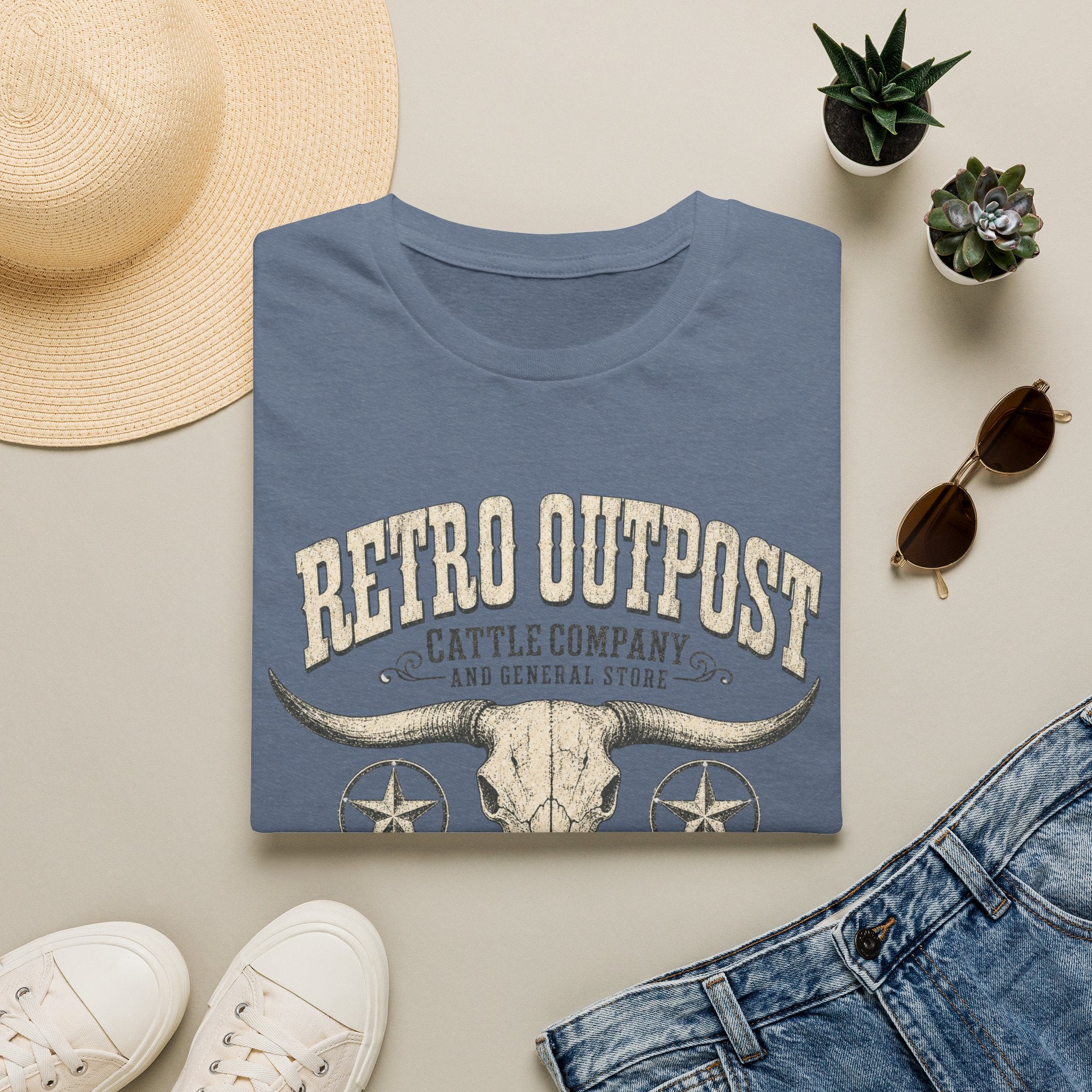 Retro Outpost T-Shirt — Vintage Cattle Company Skull Design