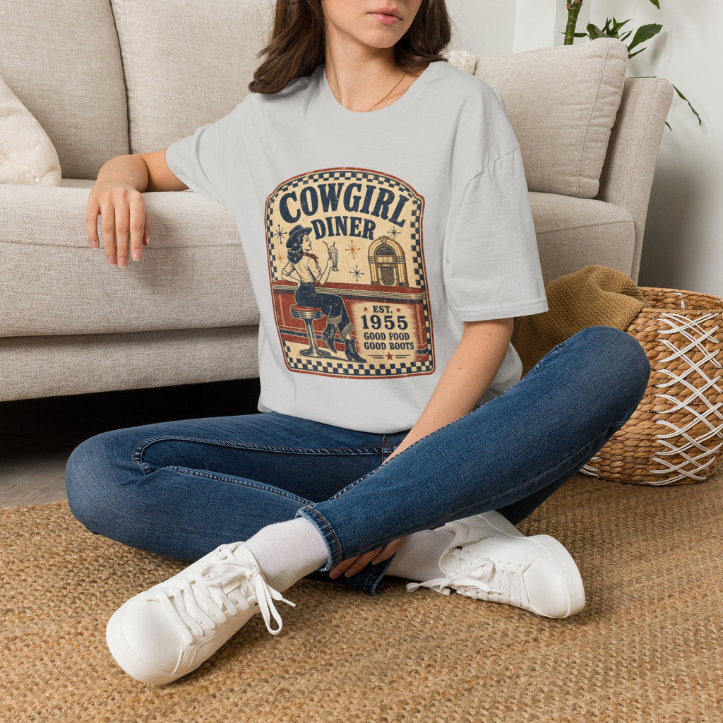 Cowgirl Diner Vintage Tee — Retro Western 'Cowgirl Diner' Graphic T-Shirt