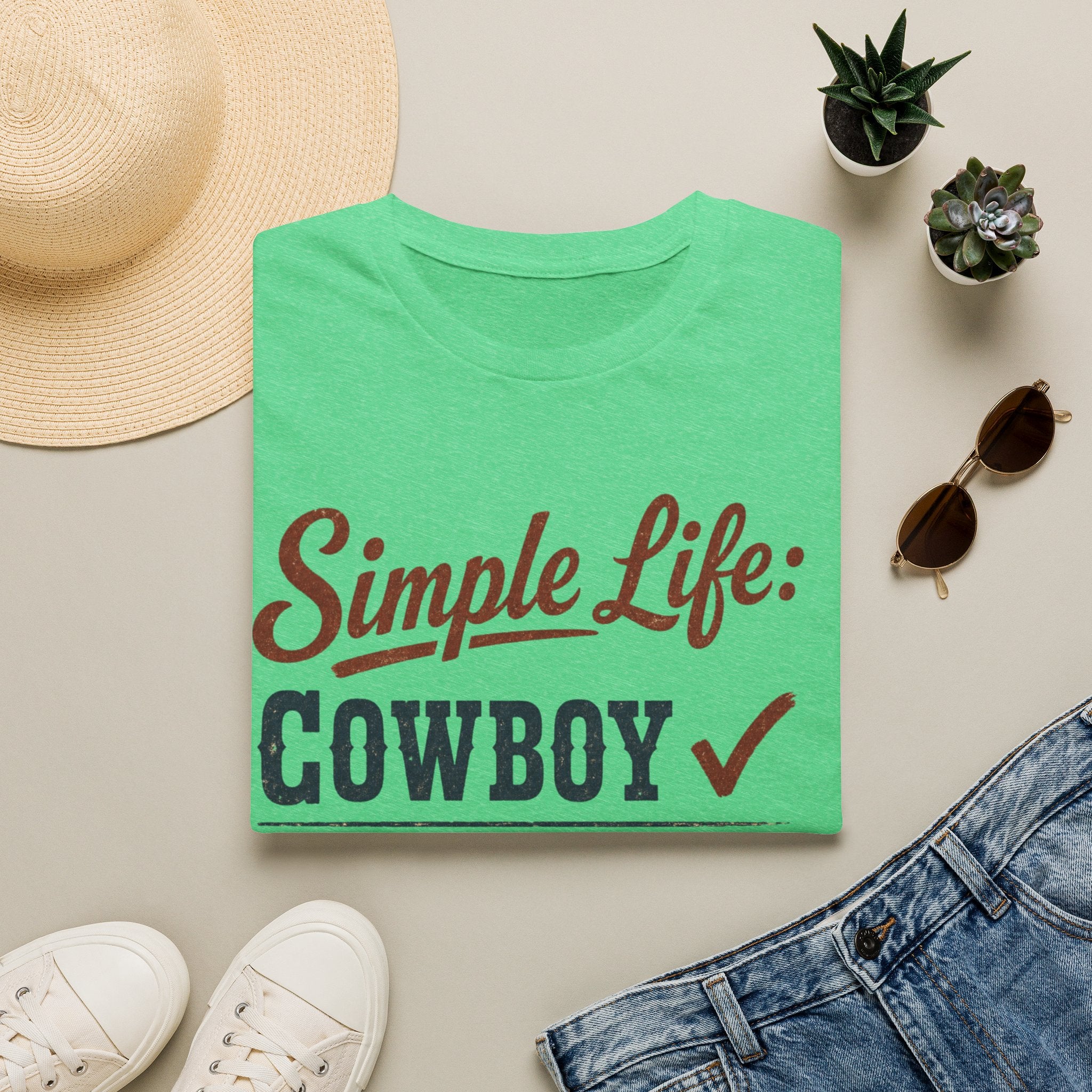 Simple Life: Cowboy T-Shirt — Graphic Western Tee for Ranchers & Country Lovers