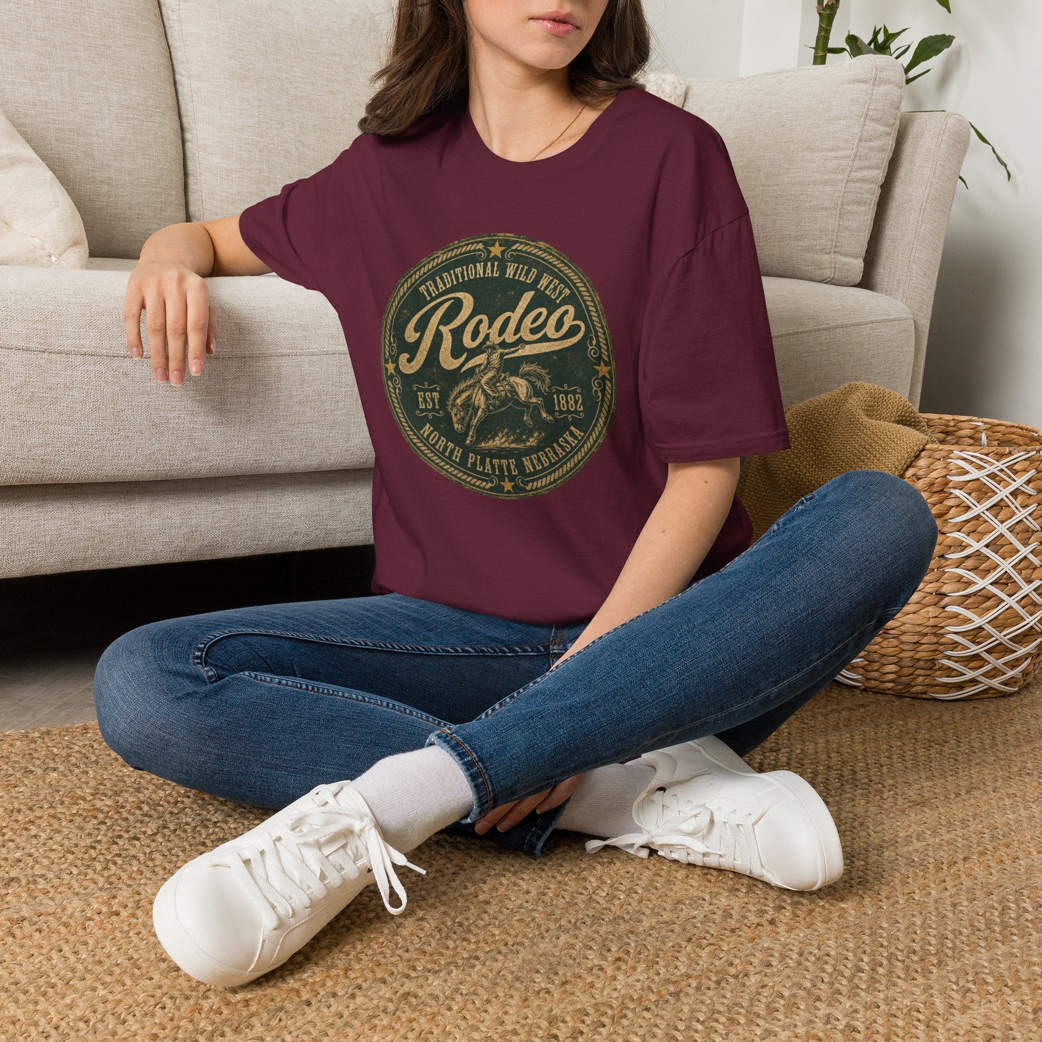 Rodeo Vintage Round Logo T-Shirt — Western Cowboy Graphic Tee