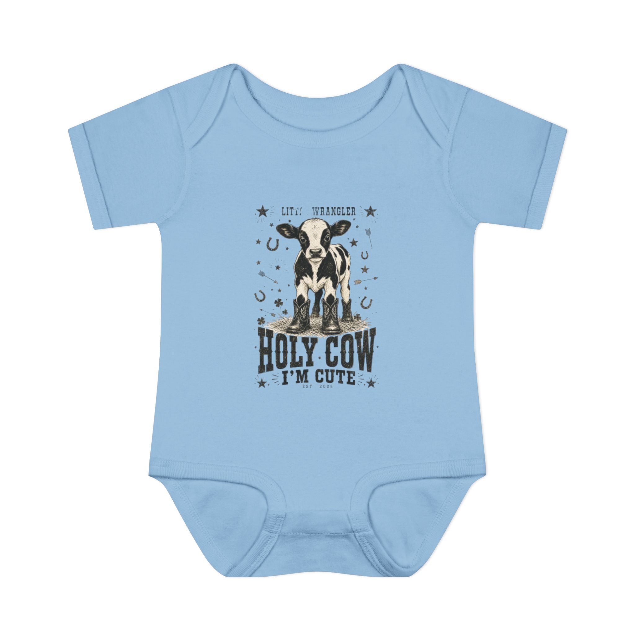 “Holy Cow I’m Cute” Graphic Baby Onesie
