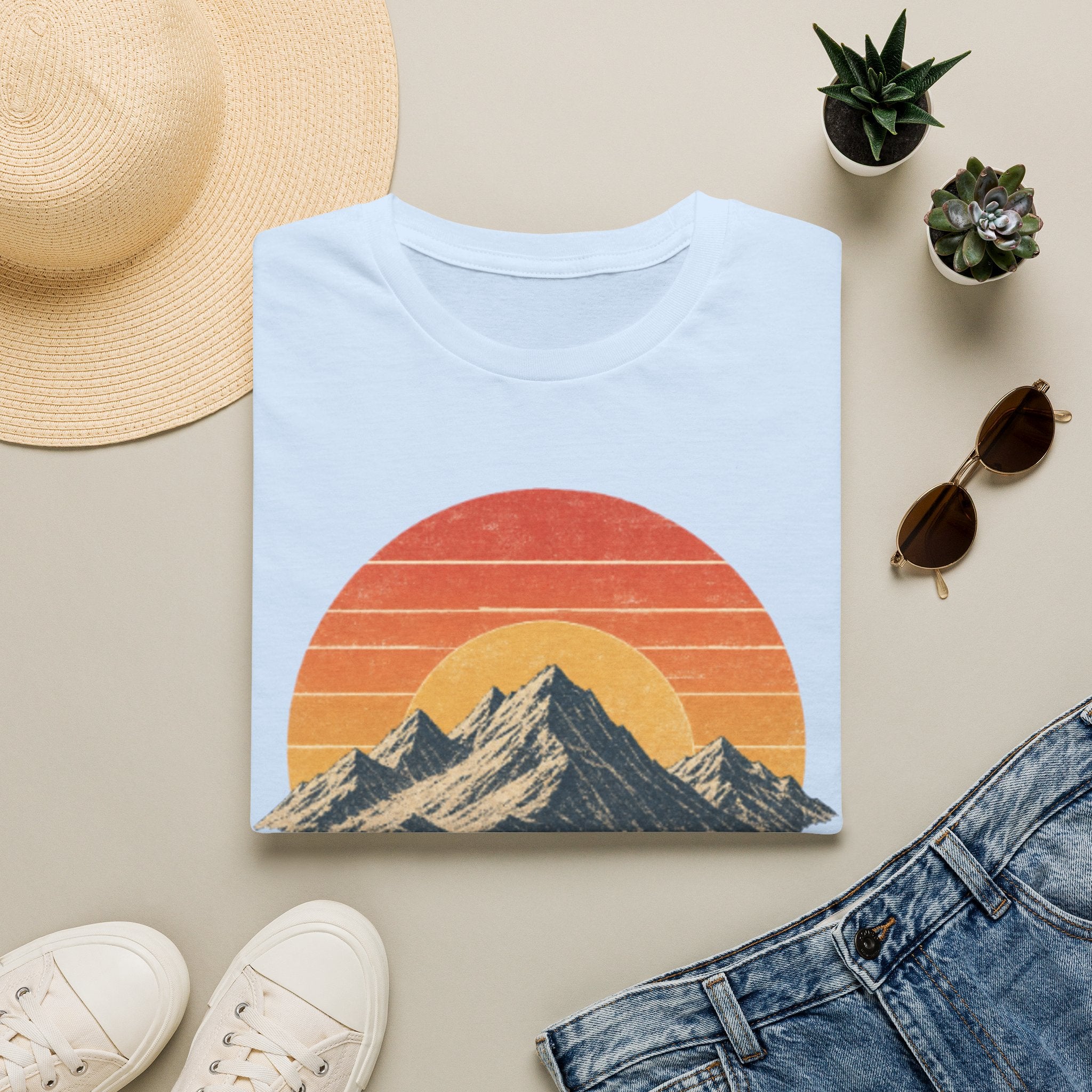 Vintage Sunset Mountain T-Shirt — Retro Scenic Graphic Tee