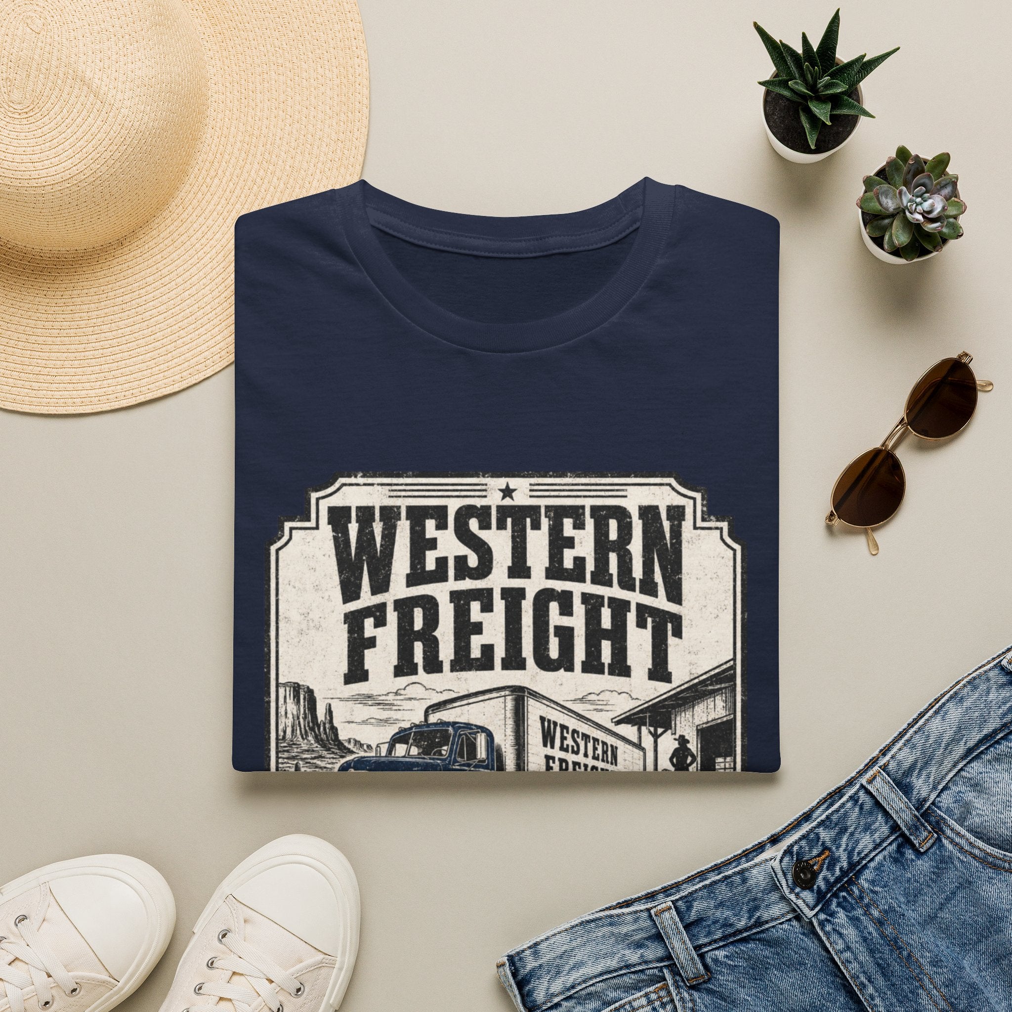 Western Freight Vintage Truck T-Shirt — 'Delivered Rain or Shine' Route 66 Tee