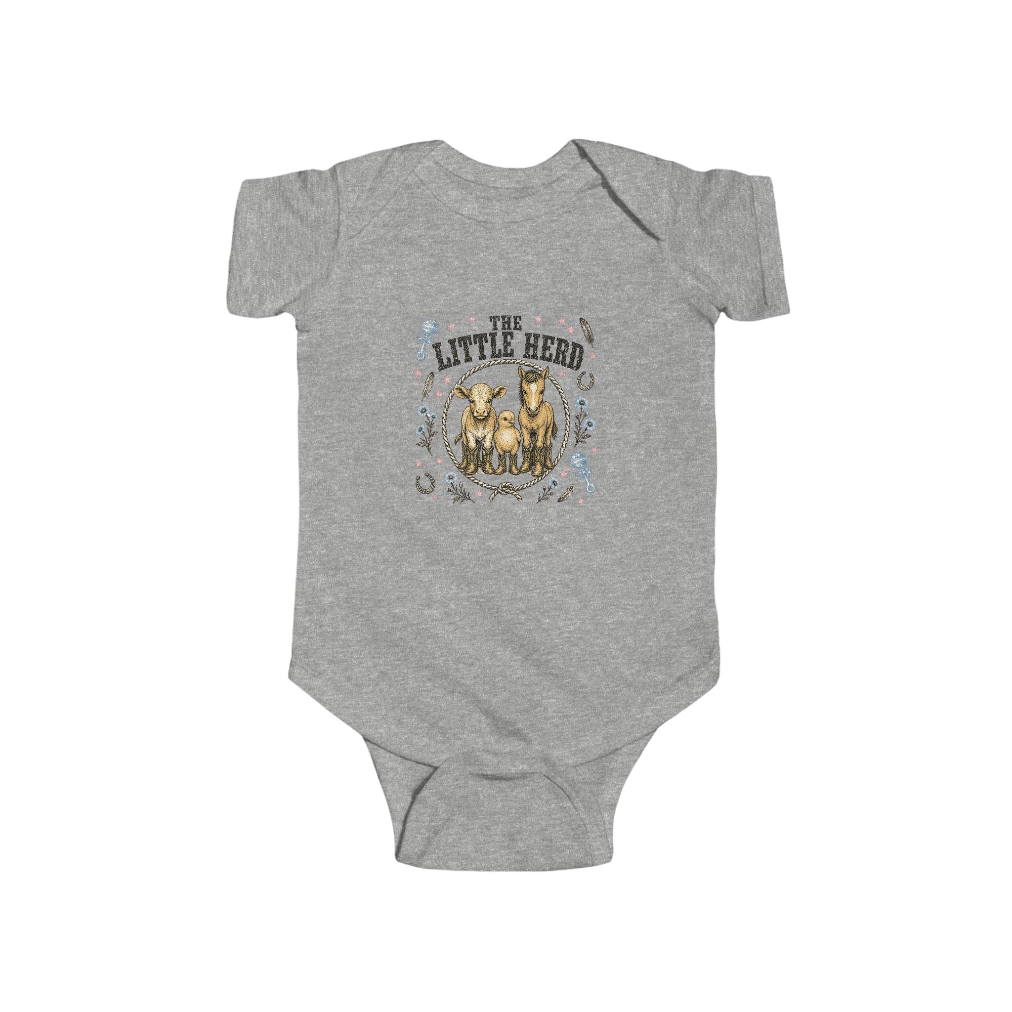 Infant Bodysuit — "Little Herd" Cute Farm Animal Baby Onesie
