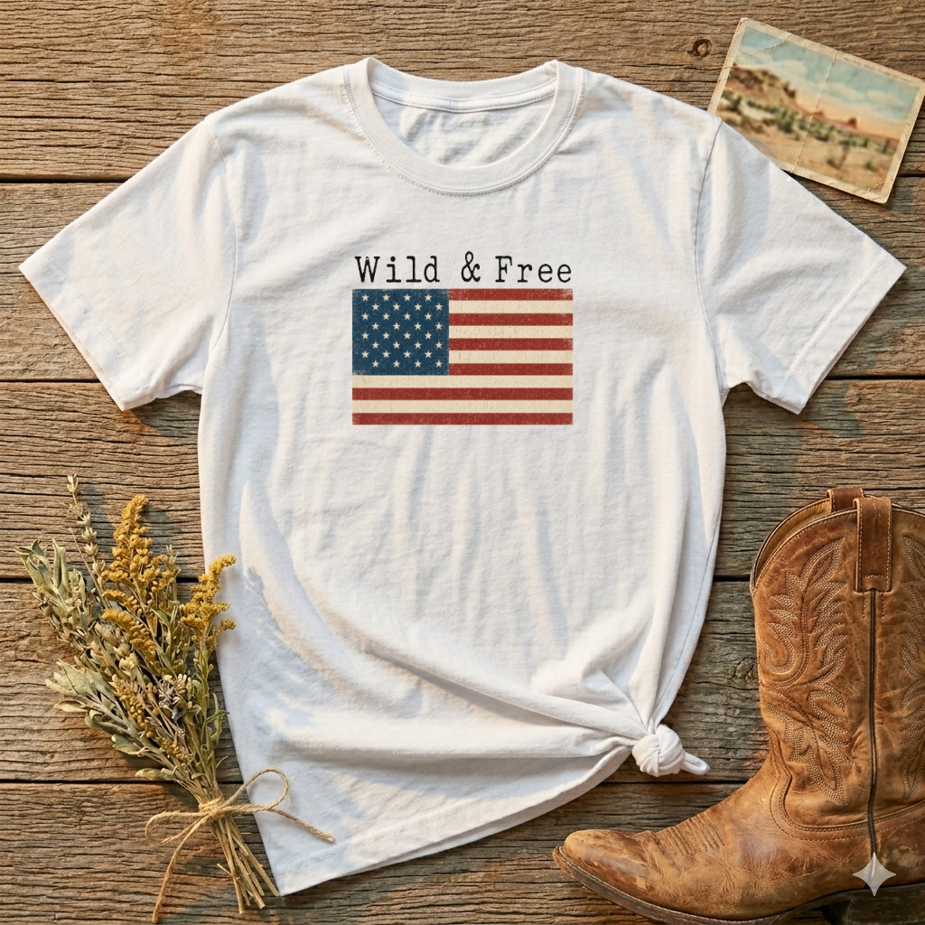 Wild & Free American Flag T-Shirt