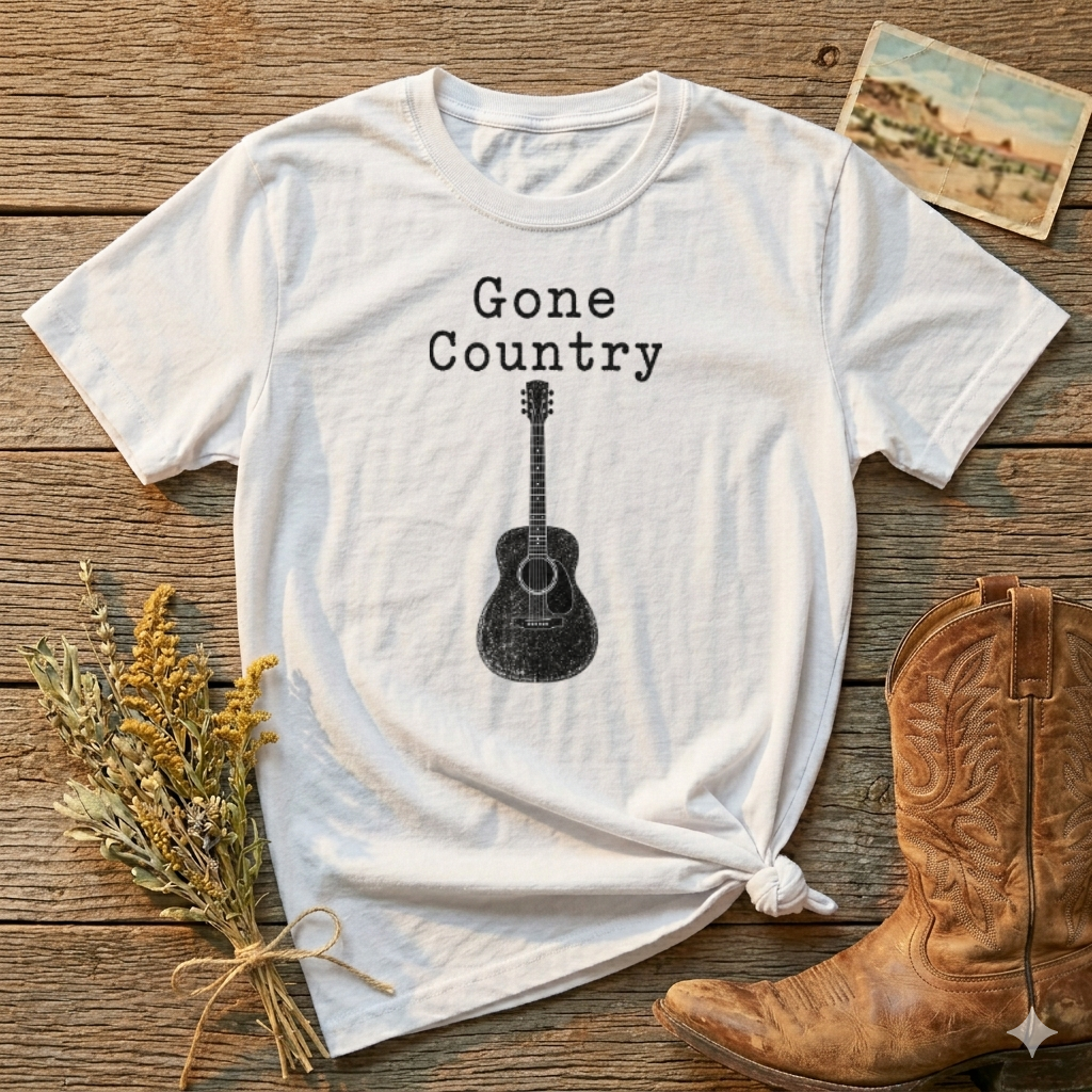 Gone Country T-Shirt — Acoustic Guitar Country Music Tee