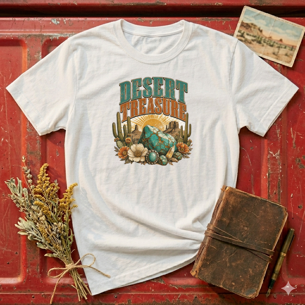 Desert Treasure T-Shirt — Southwestern Cactus & Turquoise Graphic