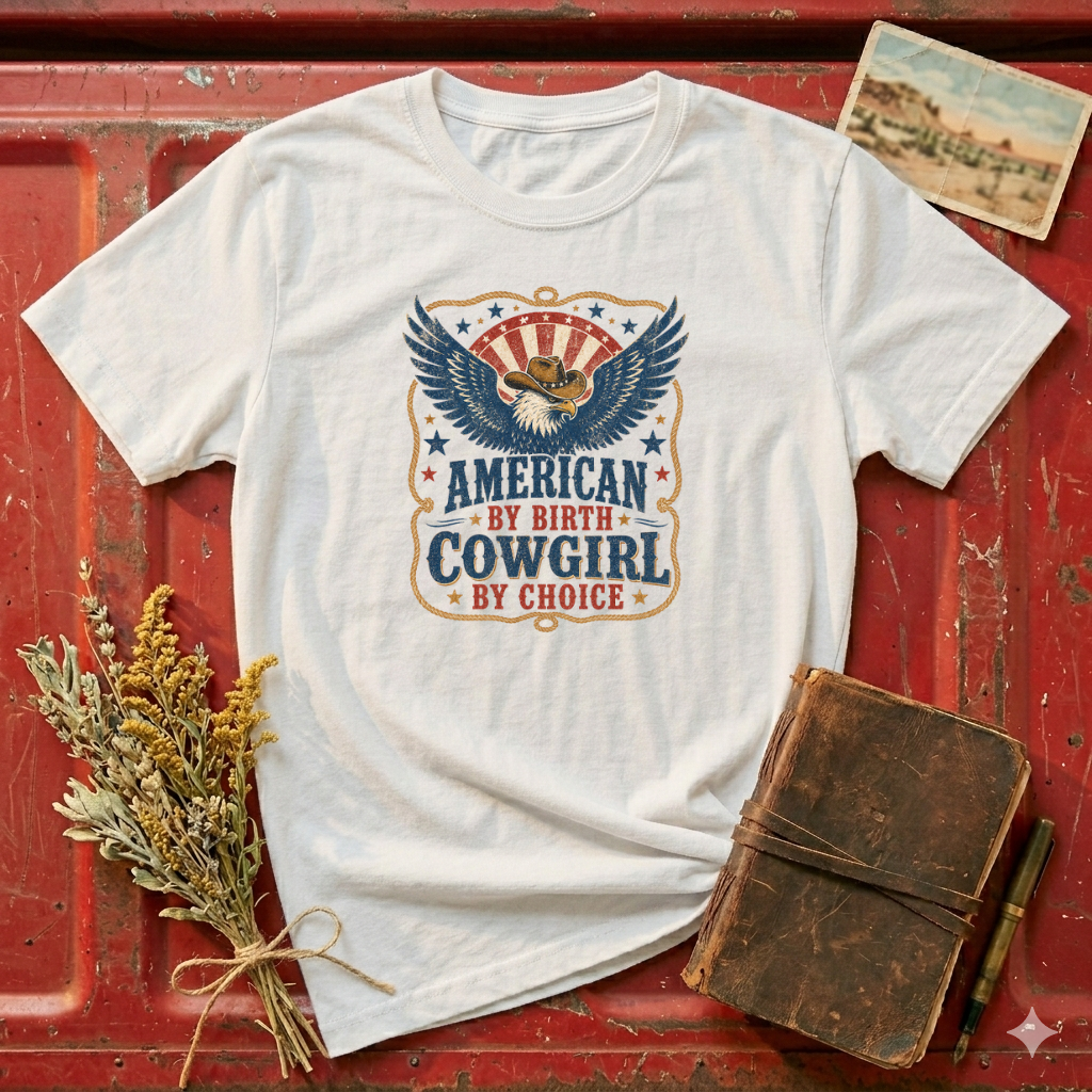 American By Birth Cowgirl By Choice T-Shirt