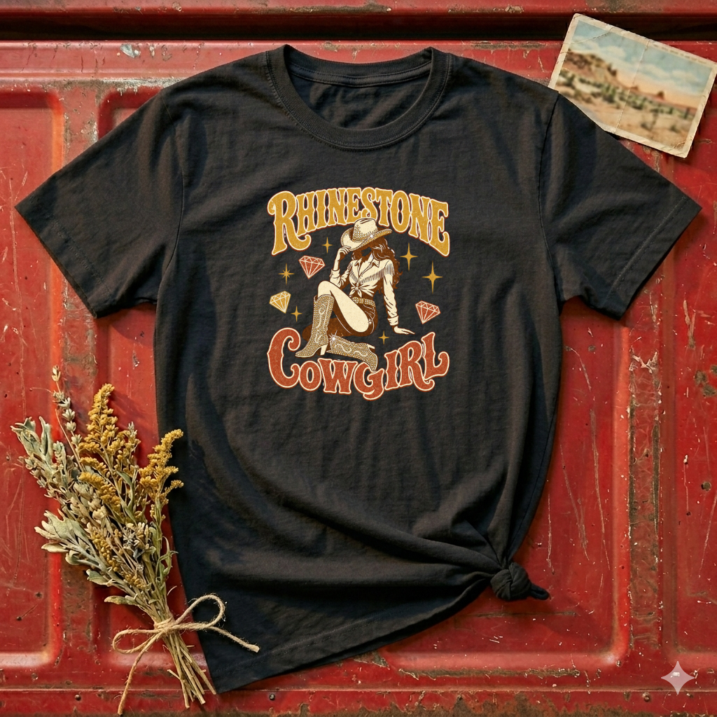 Rhinestone Cowgirl T-Shirt — Vintage Western Sparkle Tee