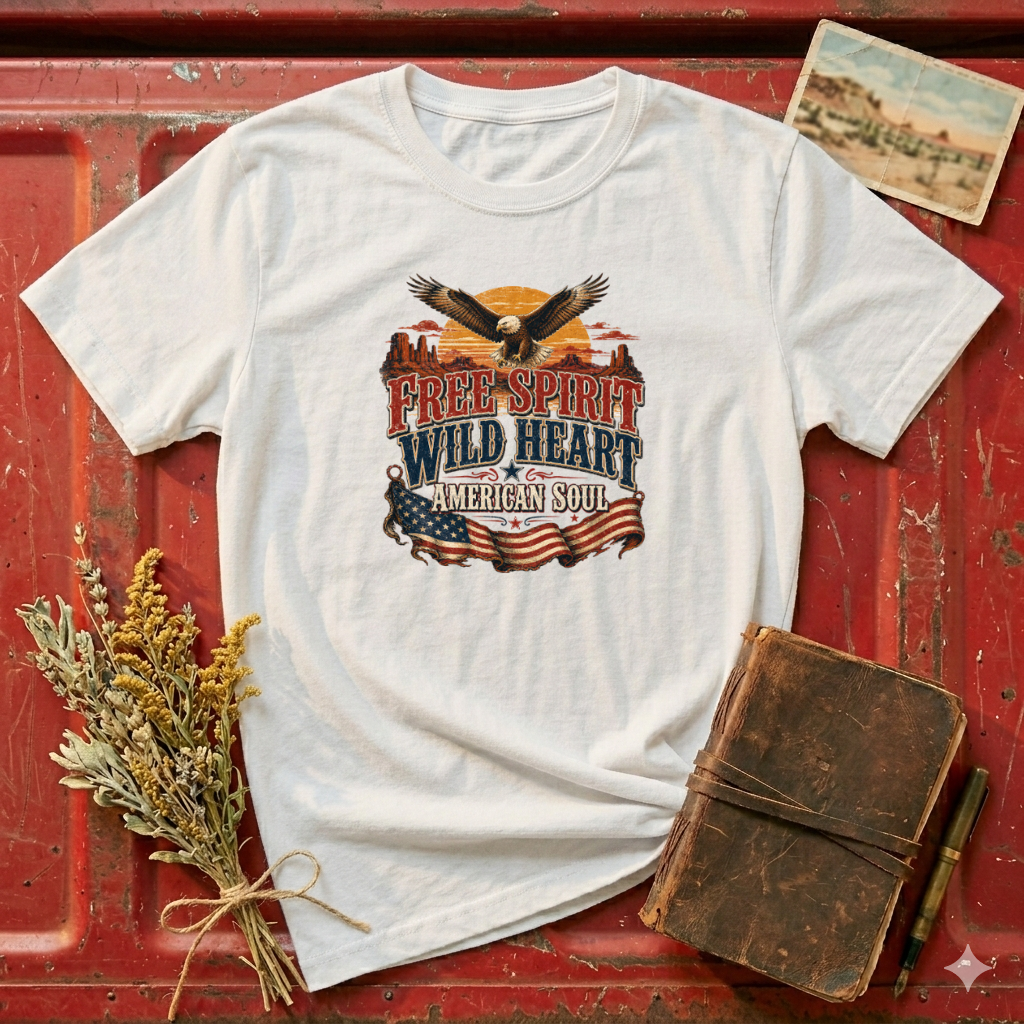 T-Shirt — Free Spirit Wild Heart Eagle Graphic (American Soul)