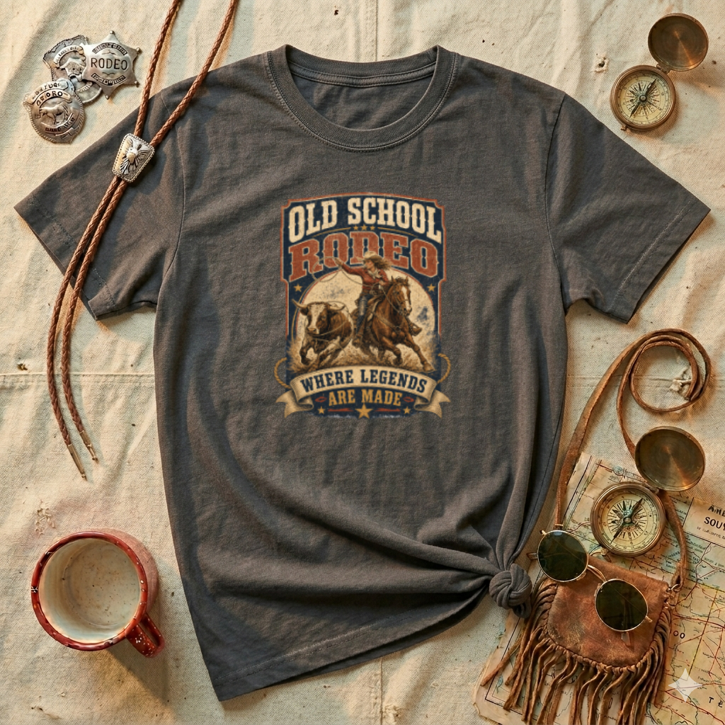Old School Rodeo T‑Shirt — Vintage Cowboy Bull Riding Graphic