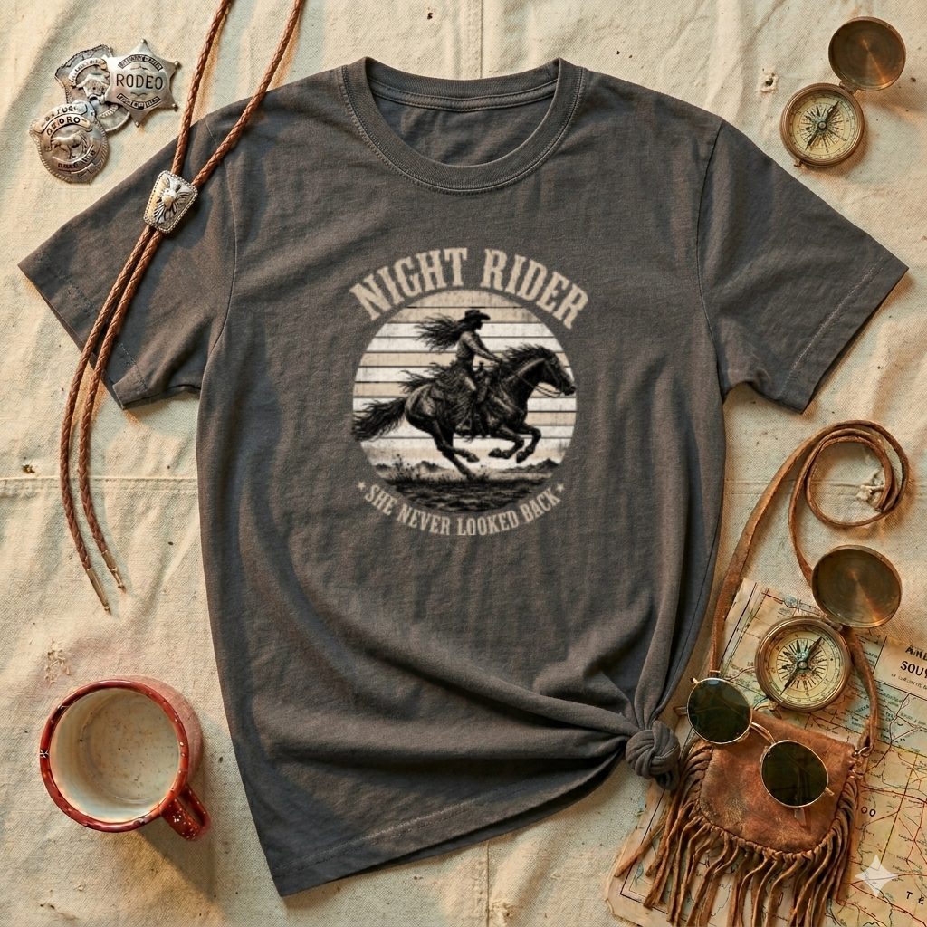 Night Rider Western Horse T-Shirt — Vintage Cowboy Equestrian Tee