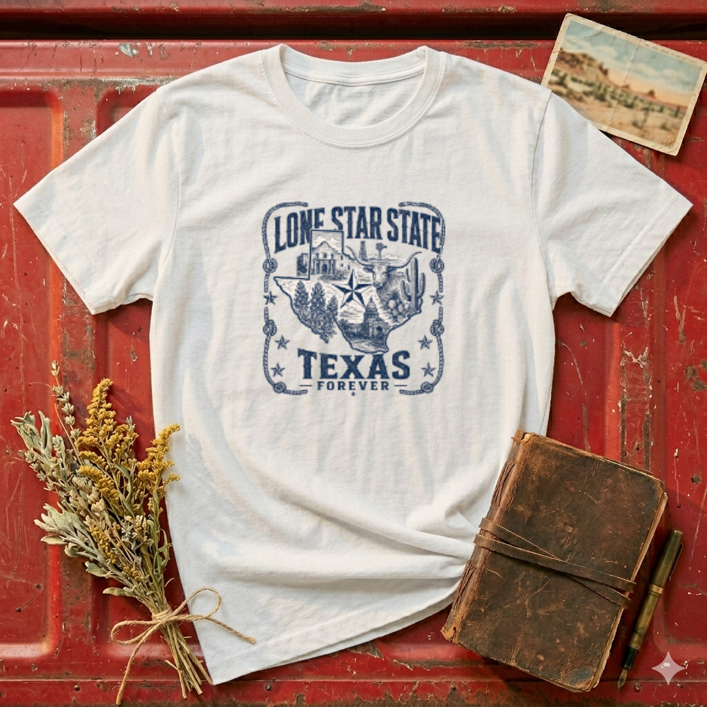 Lone Star State Texas T-Shirt — Vintage Texas Map & Emblem Tee