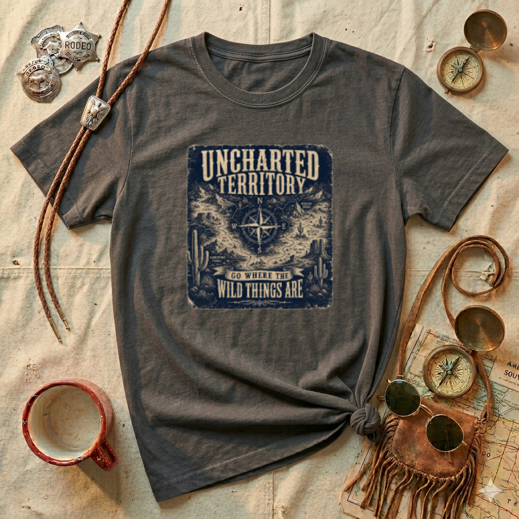 Uncharted Territory Compass Graphic T-Shirt — Adventure Explorer Tee