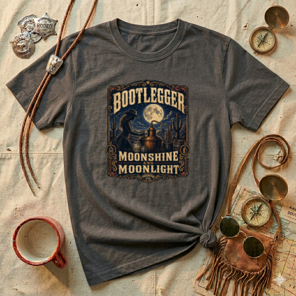 Bootlegger Moonshine T-Shirt — Moonlight Distillery Graphic Tee