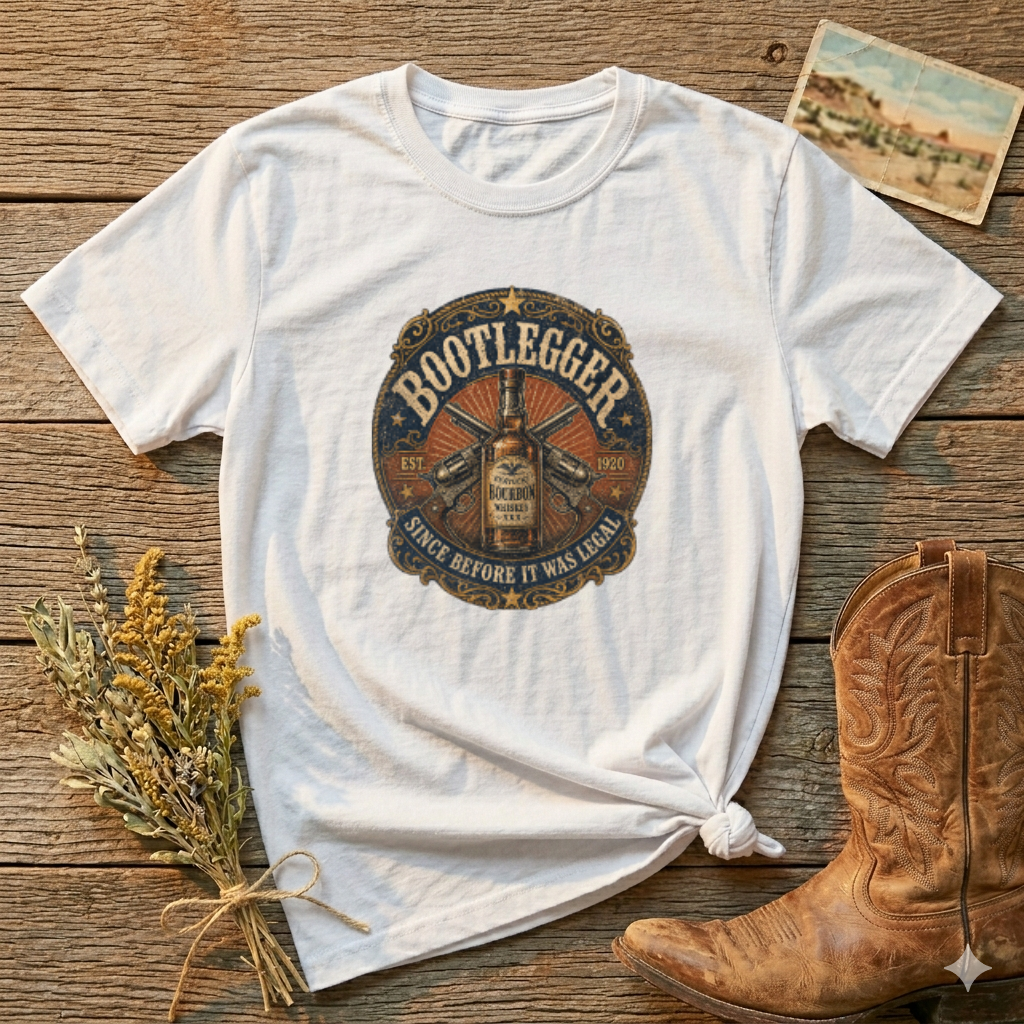 Bootlegger Vintage Distressed Whiskey Logo T-Shirt