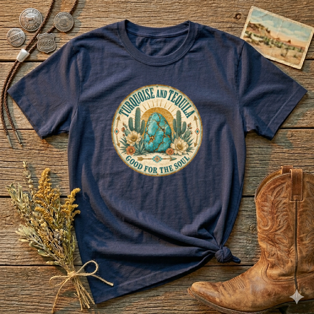 Turquoise & Tequila T-Shirt — Good for the Soul Desert Cactus Graphic