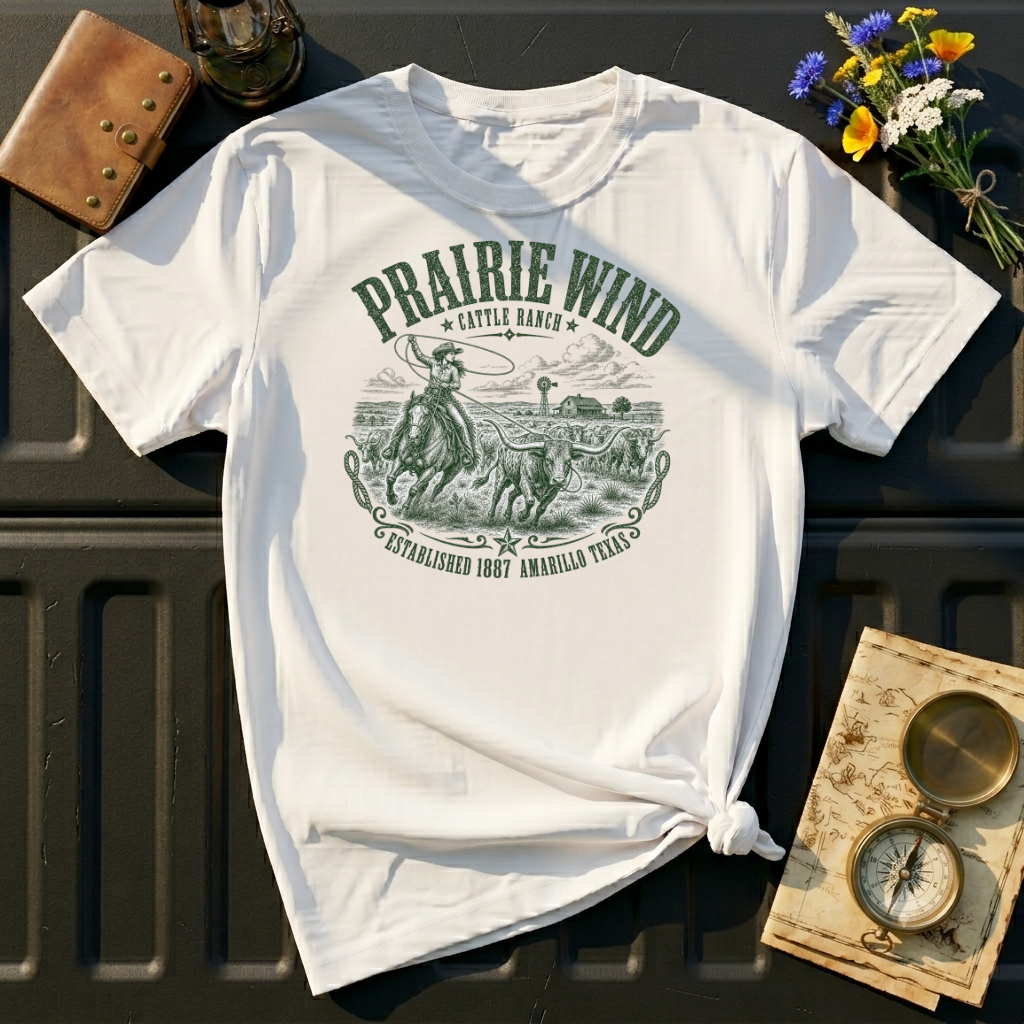 Prairie Wind Cattle Ranch T-Shirt — Vintage Western Cowgirl Tee
