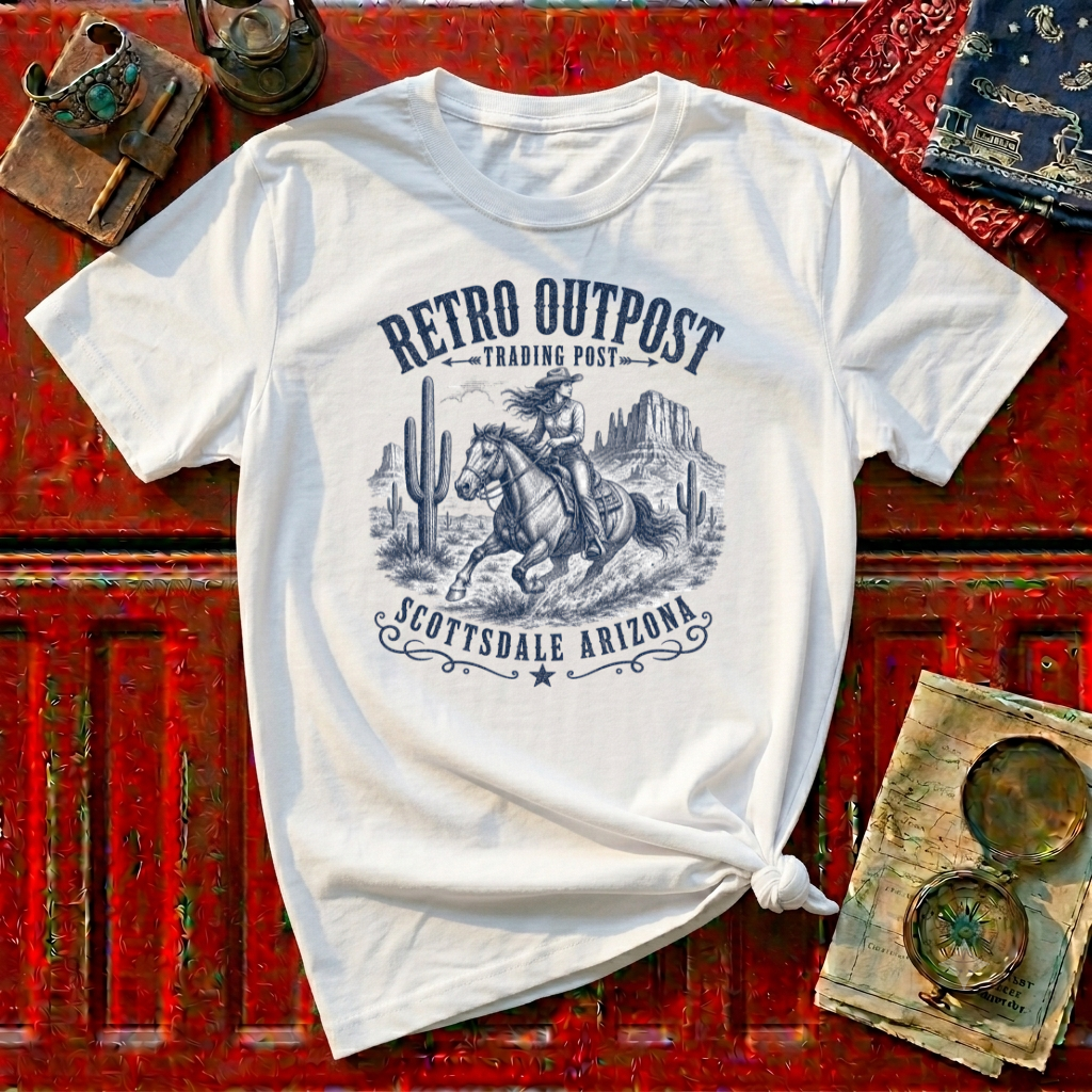 Retro Outpost Cowboy T-Shirt – Scottsdale Arizona Western Graphic Tee