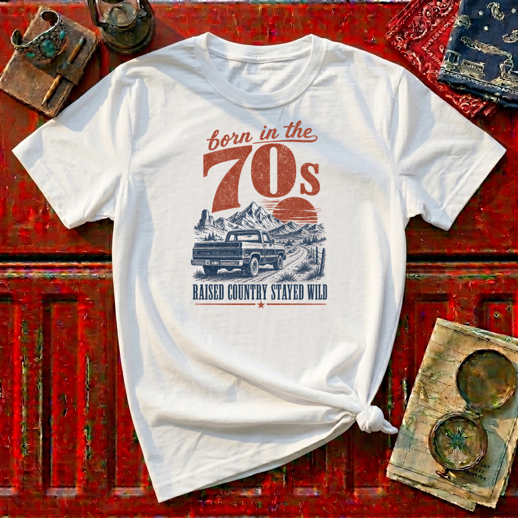 Born in the 70s T-Shirt — Retro 1970s Vintage Sunset Tee