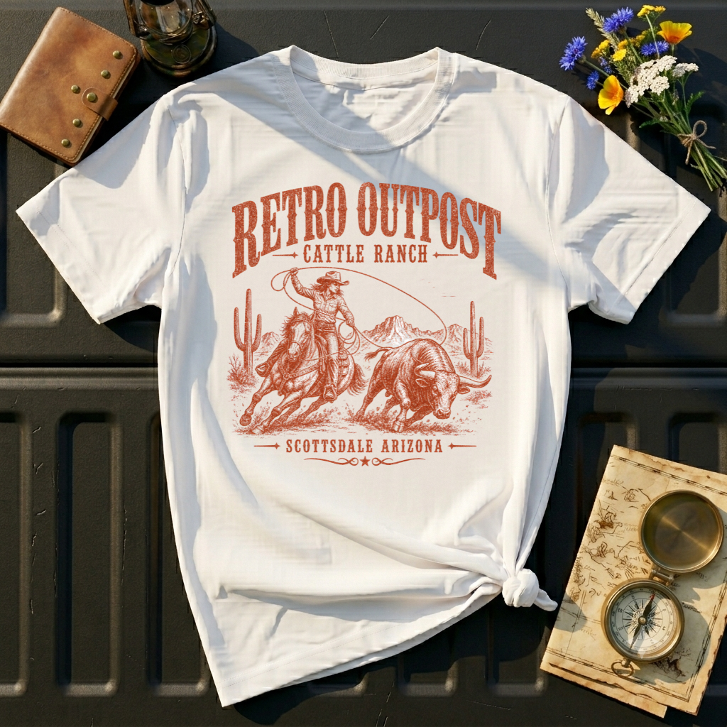 Retro Outpost Cattle Ranch T-Shirt — Vintage Western Cowboy Graphic Tee