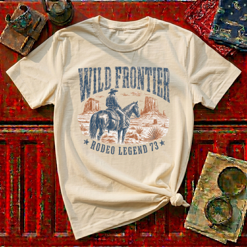Wild Frontier Graphic T-Shirt — Cowboy Rodeo Vintage Western Tee