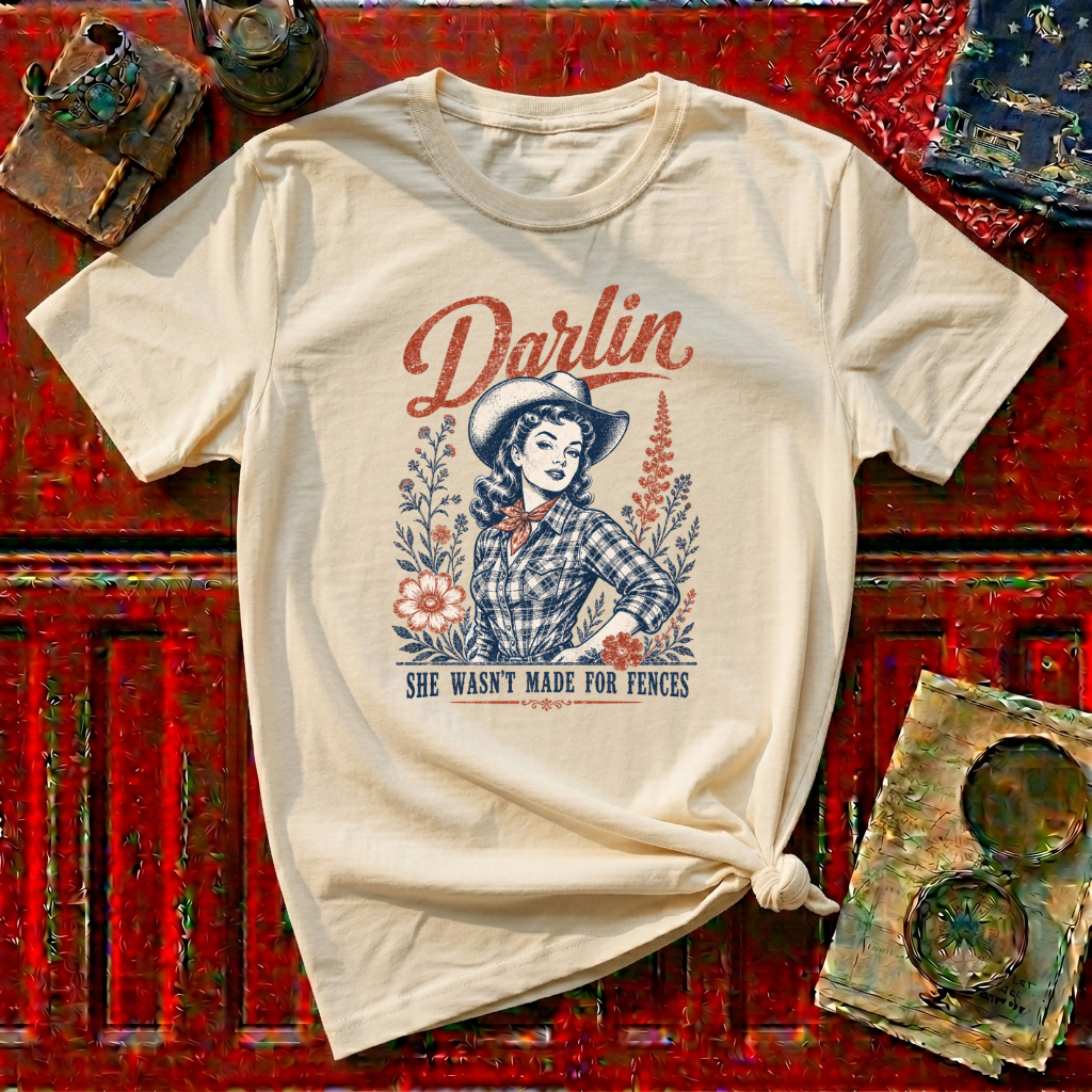 Darlin' Cowgirl T‑Shirt — Retro Western Graphic Tee ('Darlin' text)
