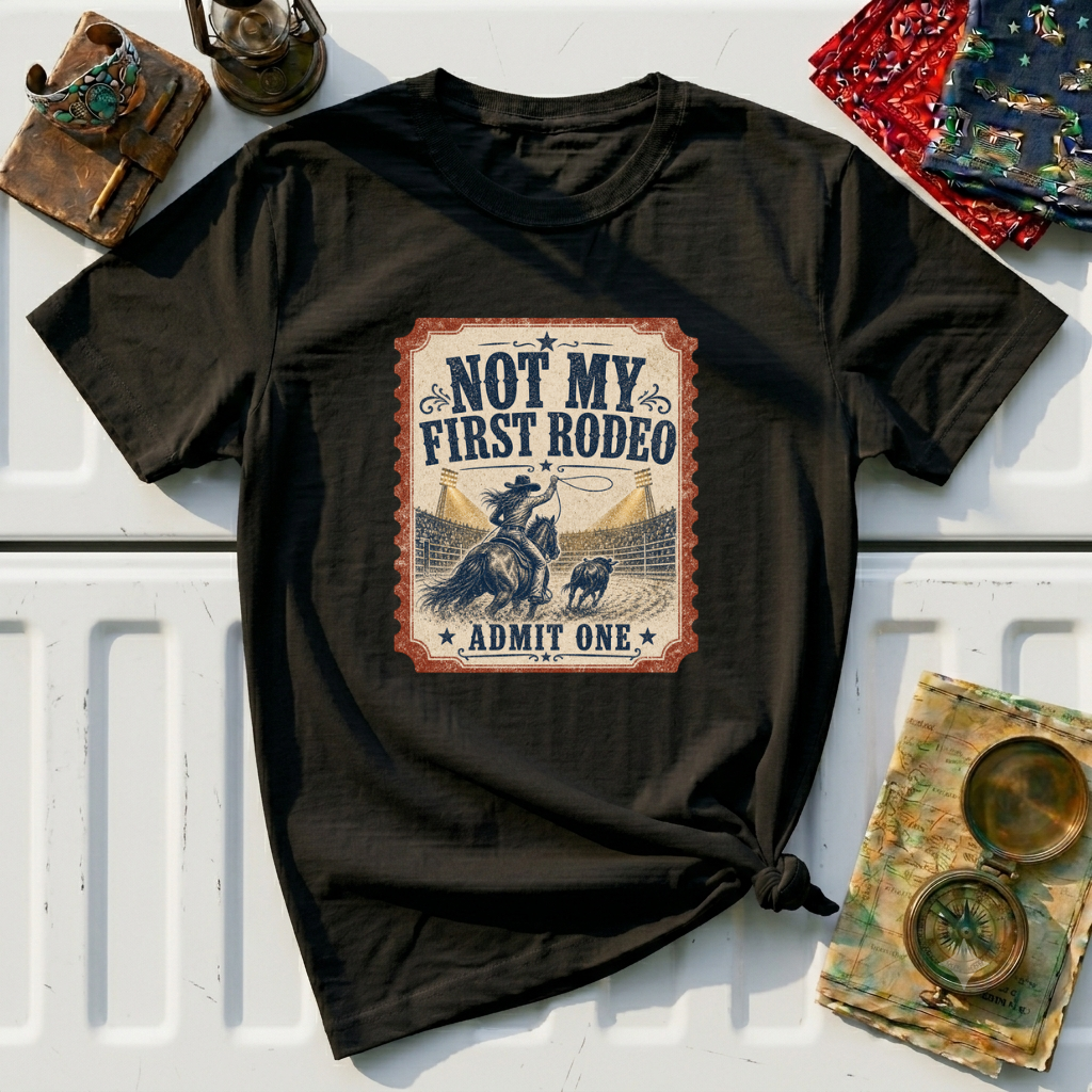 Not My First Rodeo T-Shirt — Vintage Western Rodeo Tee