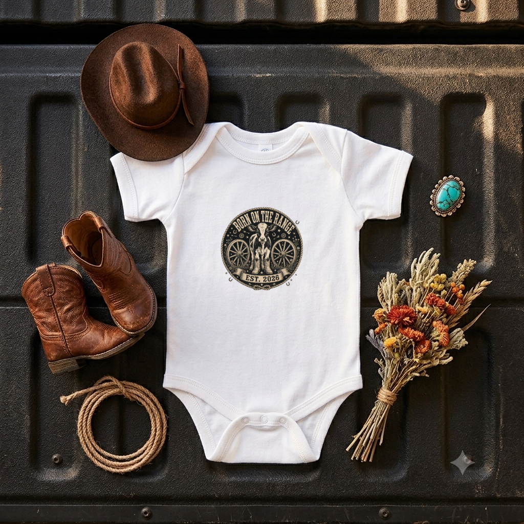 Infant Bodysuit - "Born to Roll" Vintage Bicycle Logo Baby Onesie