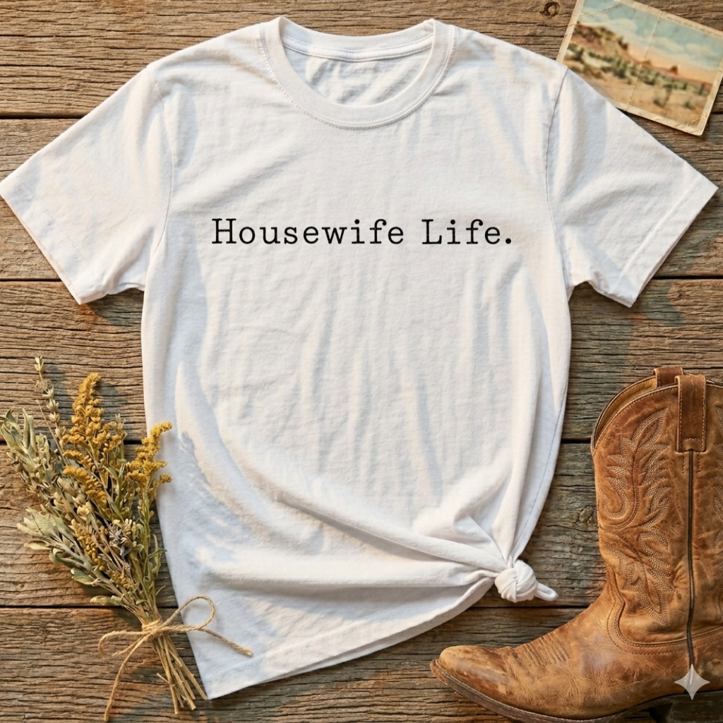 Housewife Life Tee — Minimalist 'Housewife Life.' Crewneck T-Shirt