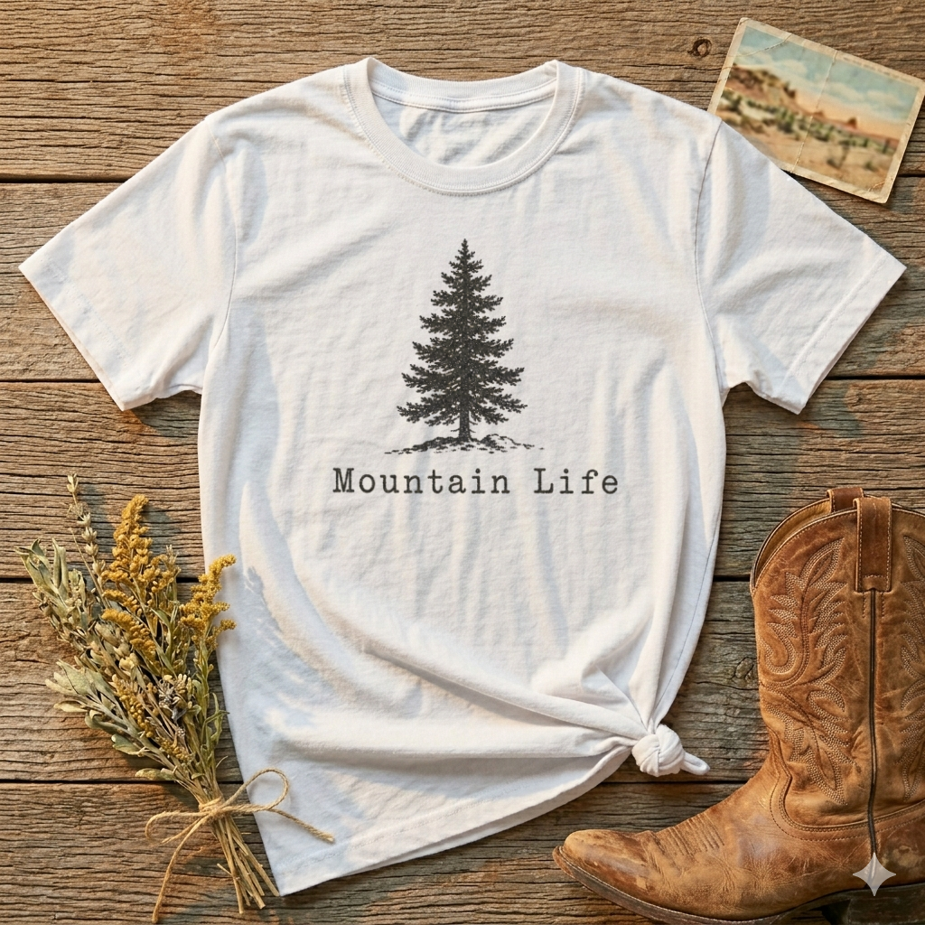 Mountain Life T-Shirt — Minimal Pine Tree Graphic