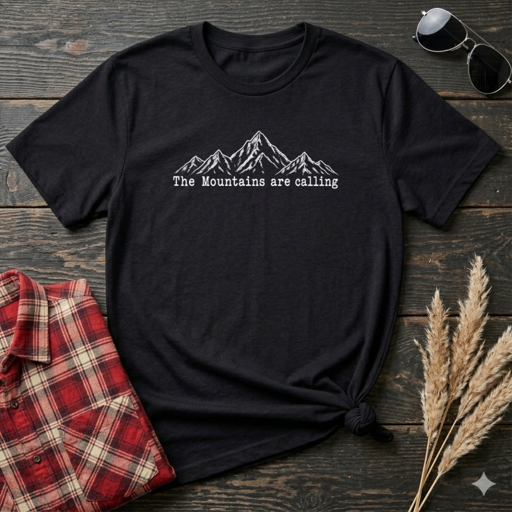 Mountain Graphic T-Shirt — “The Mountains are calling.” Adventure Outdoor Tee