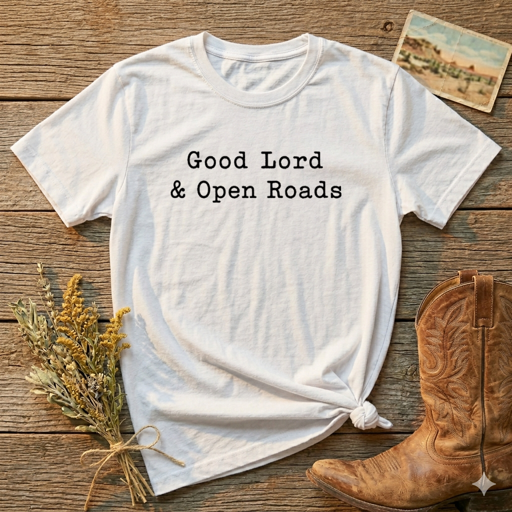 Good Lord & Open Roads T‑Shirt — Cozy Travel & Faith Graphic Tee