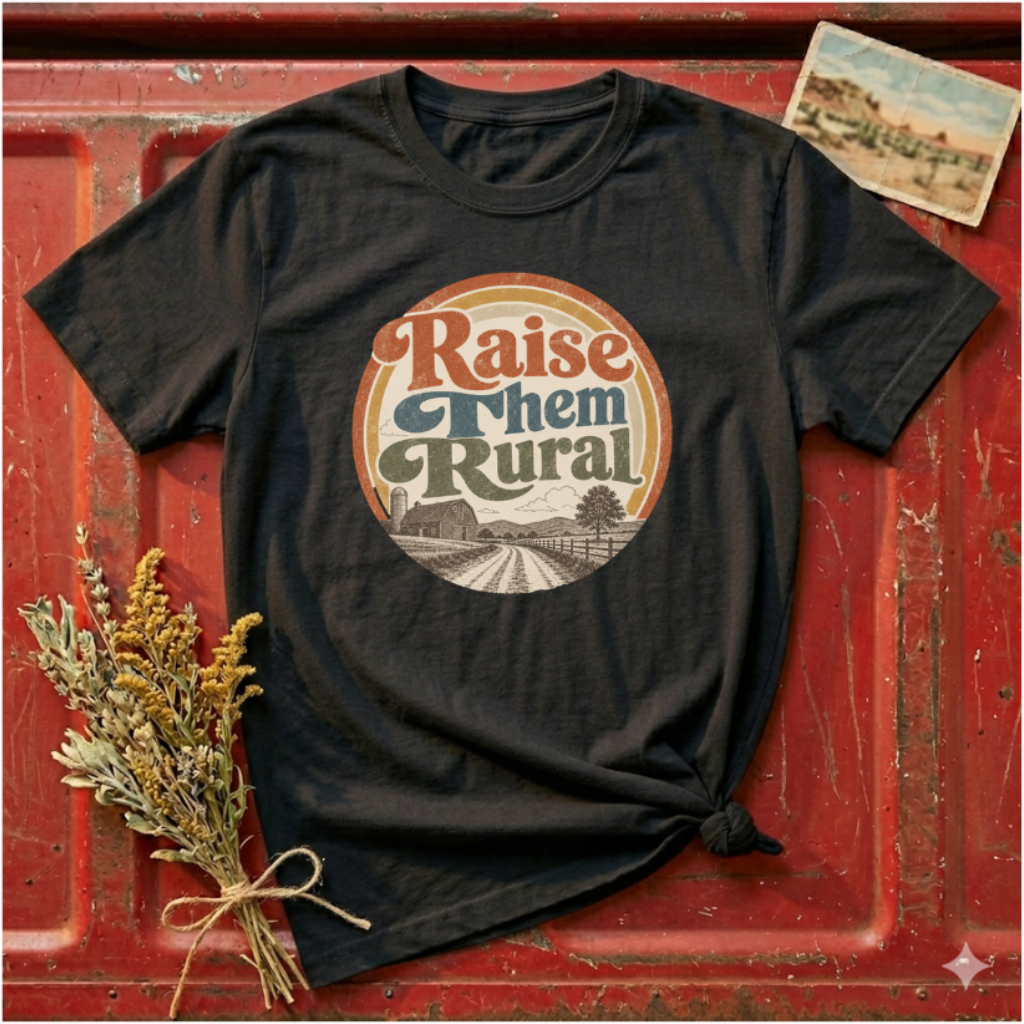 Raise Them Rural T-Shirt — Retro Country Mama Farm Life Tee